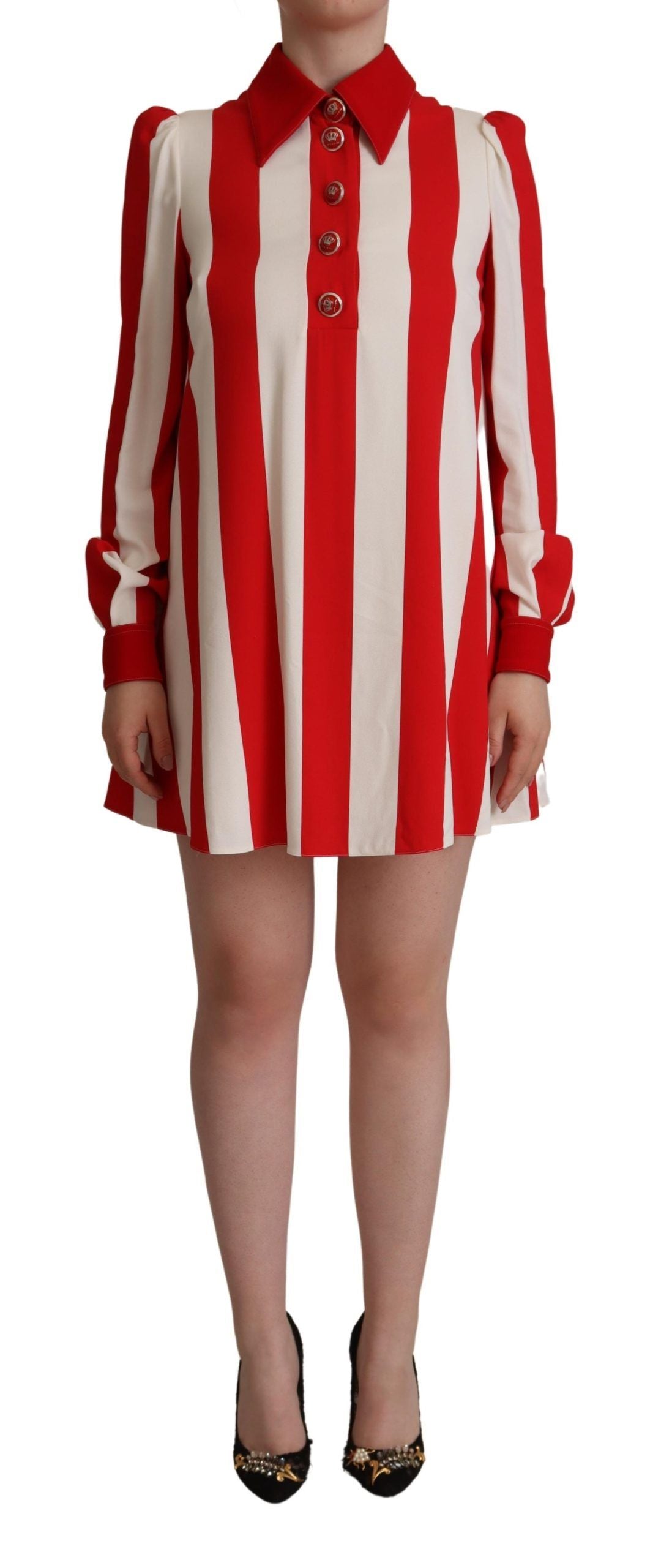 Dolce & Gabbana Elegant Striped Shirt Mini Women's Dress