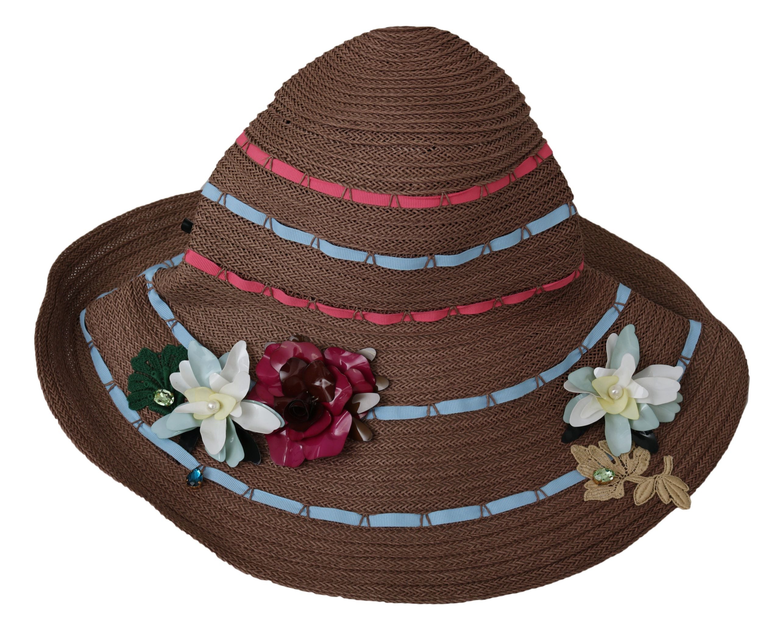 Dolce & Gabbana Elegant Floppy Straw Hat with Floral Women's Accents