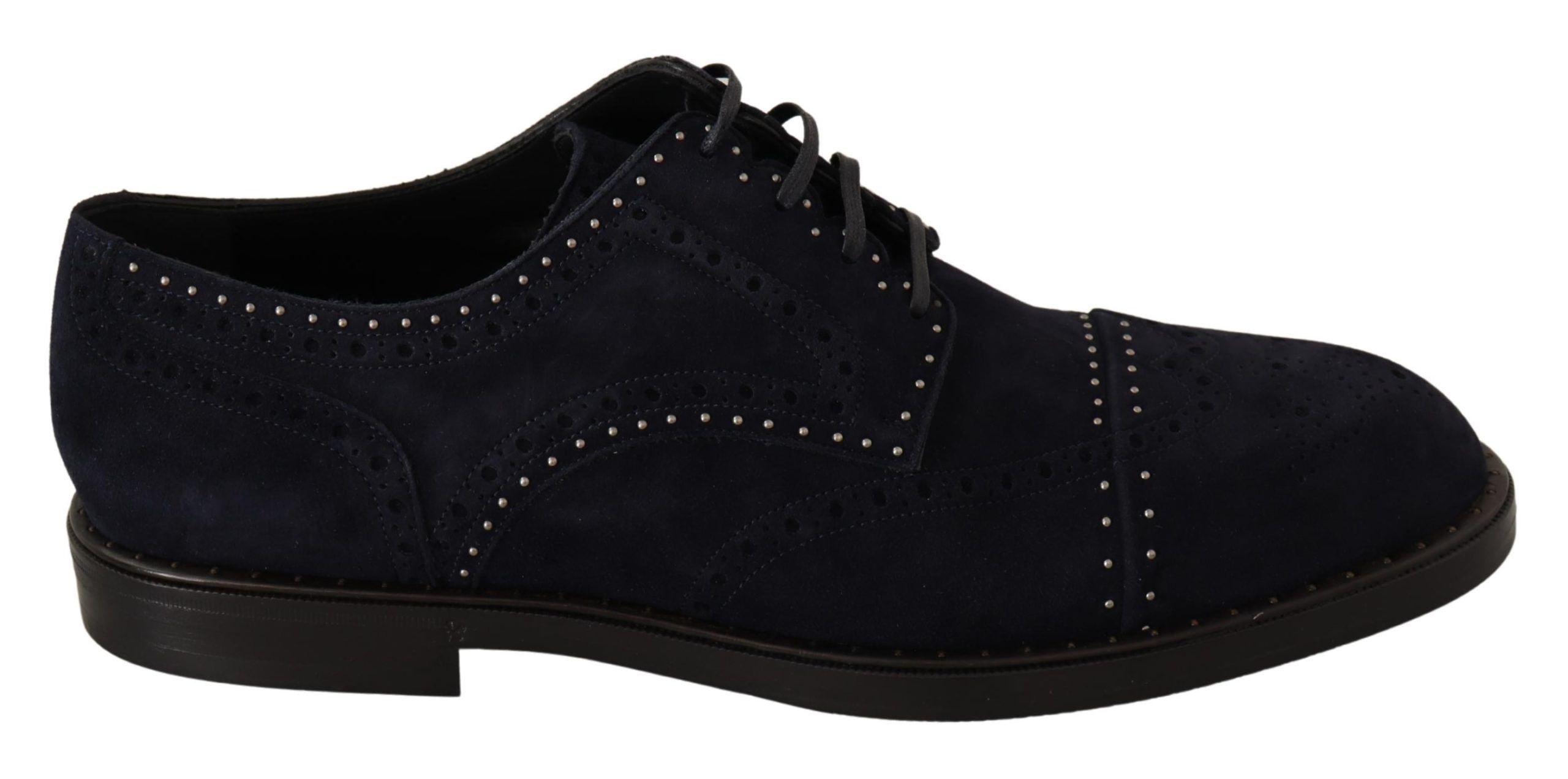 Dolce & Gabbana Elegant Suede Derby Shoes with Silver Men's Studs