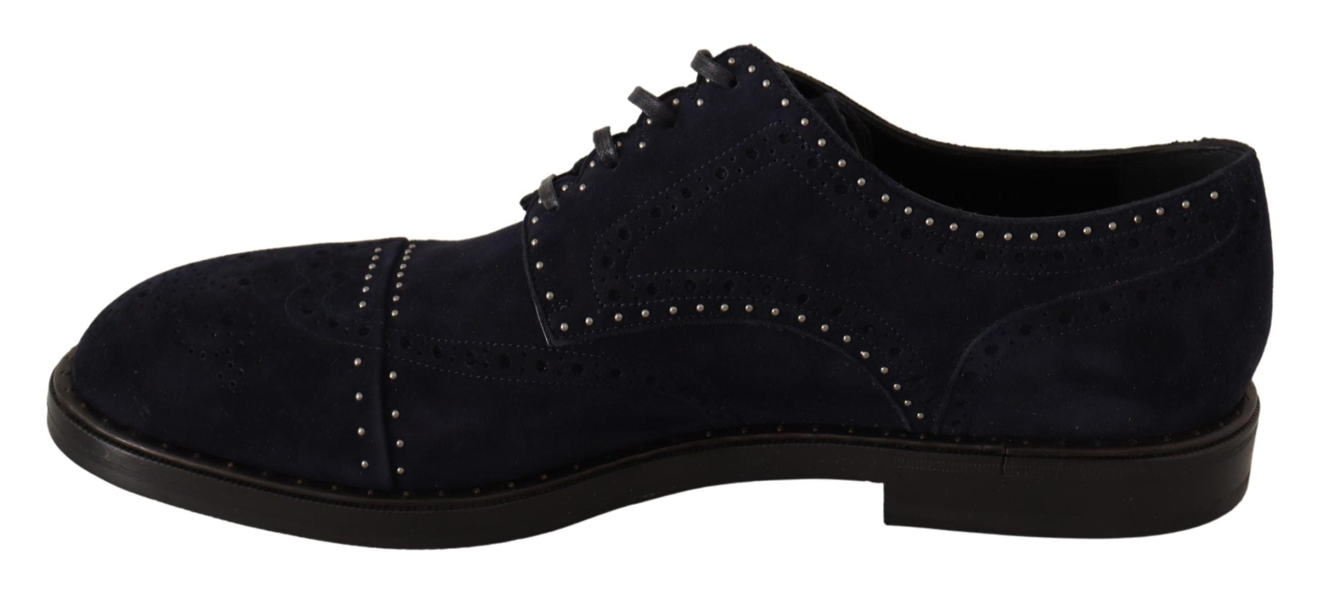 Dolce & Gabbana Elegant Suede Derby Shoes with Silver Men's Studs