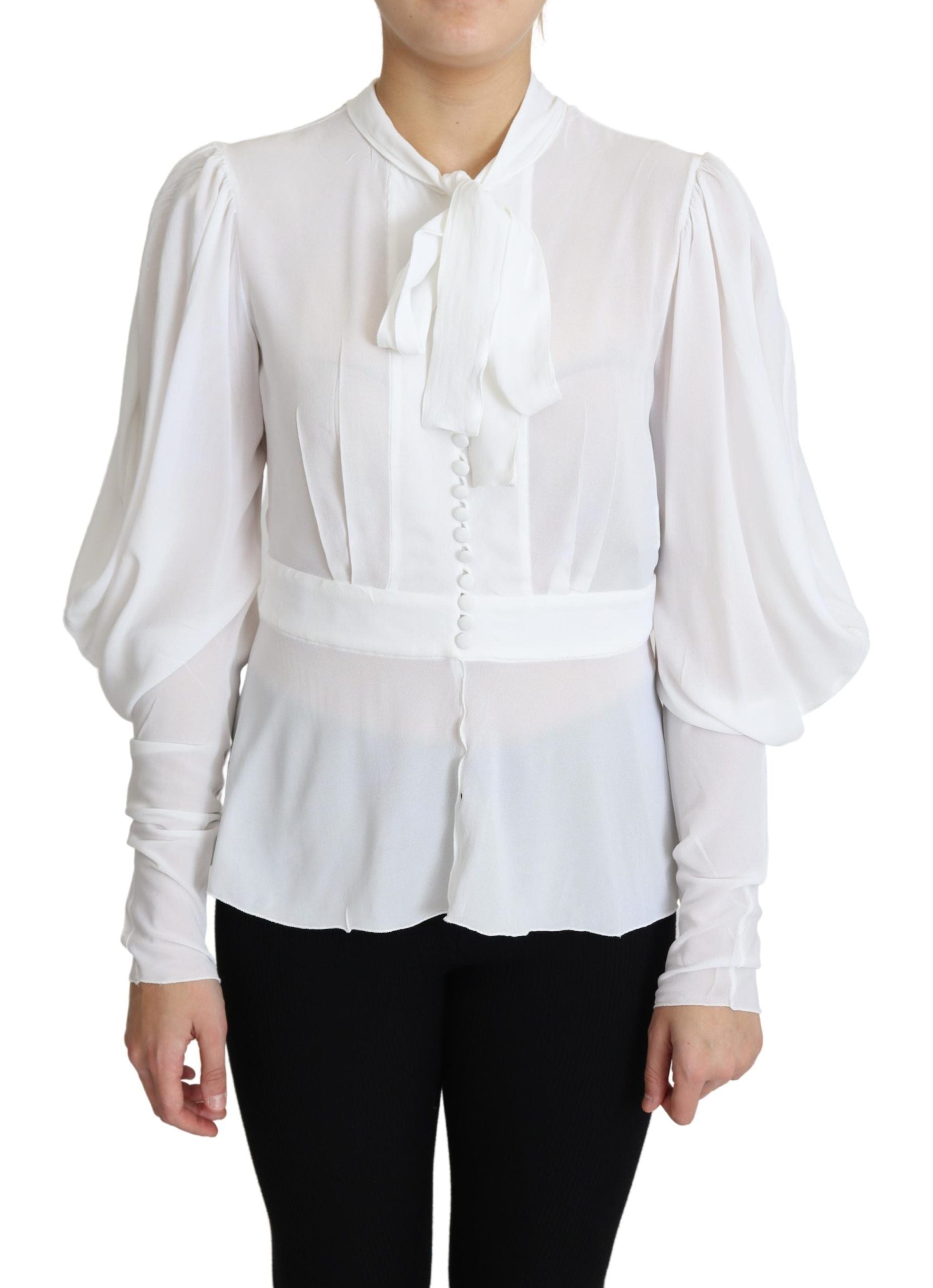 Dolce & Gabbana Elegant Snow-White Viscose Women's Blouse