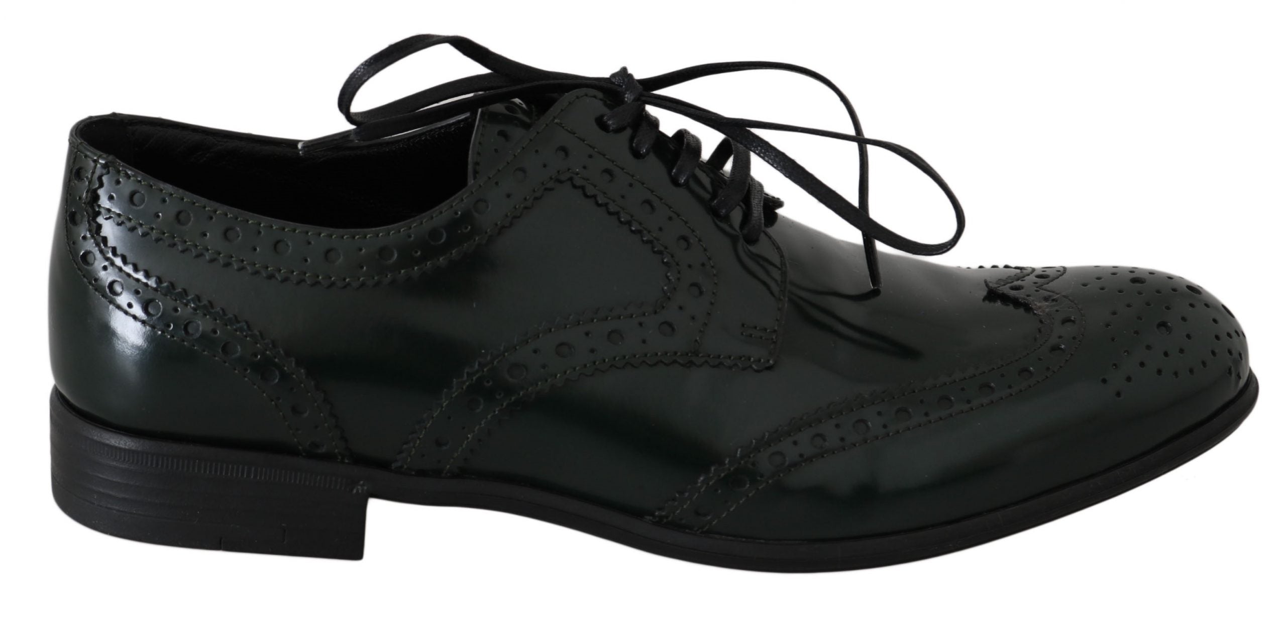 Dolce & Gabbana Elegant Green Brogues Oxford Wingtip Women's Flats