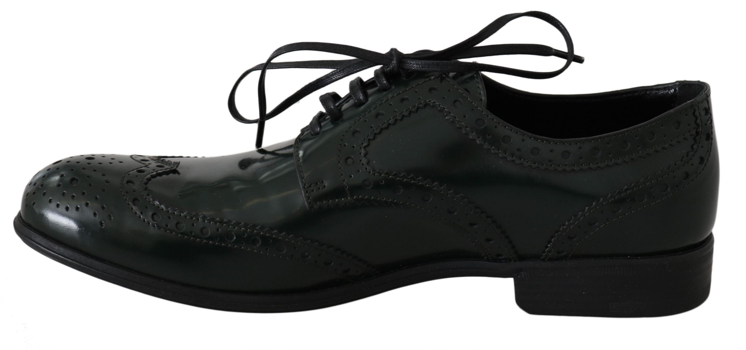 Dolce & Gabbana Elegant Green Brogues Oxford Wingtip Women's Flats