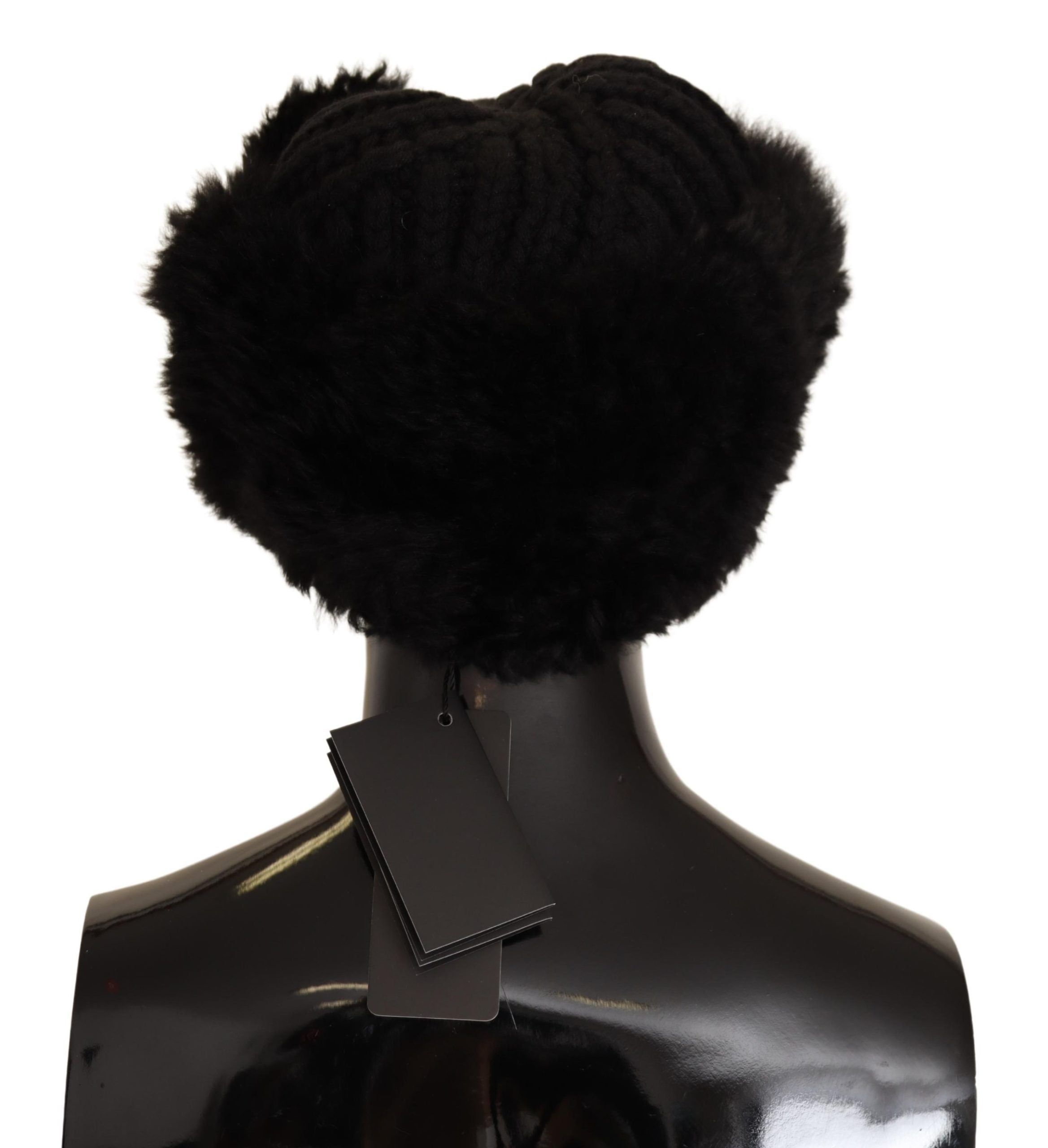 Dolce & Gabbana Elegant Black Cashmere Alpaca Fur Women's Beanie