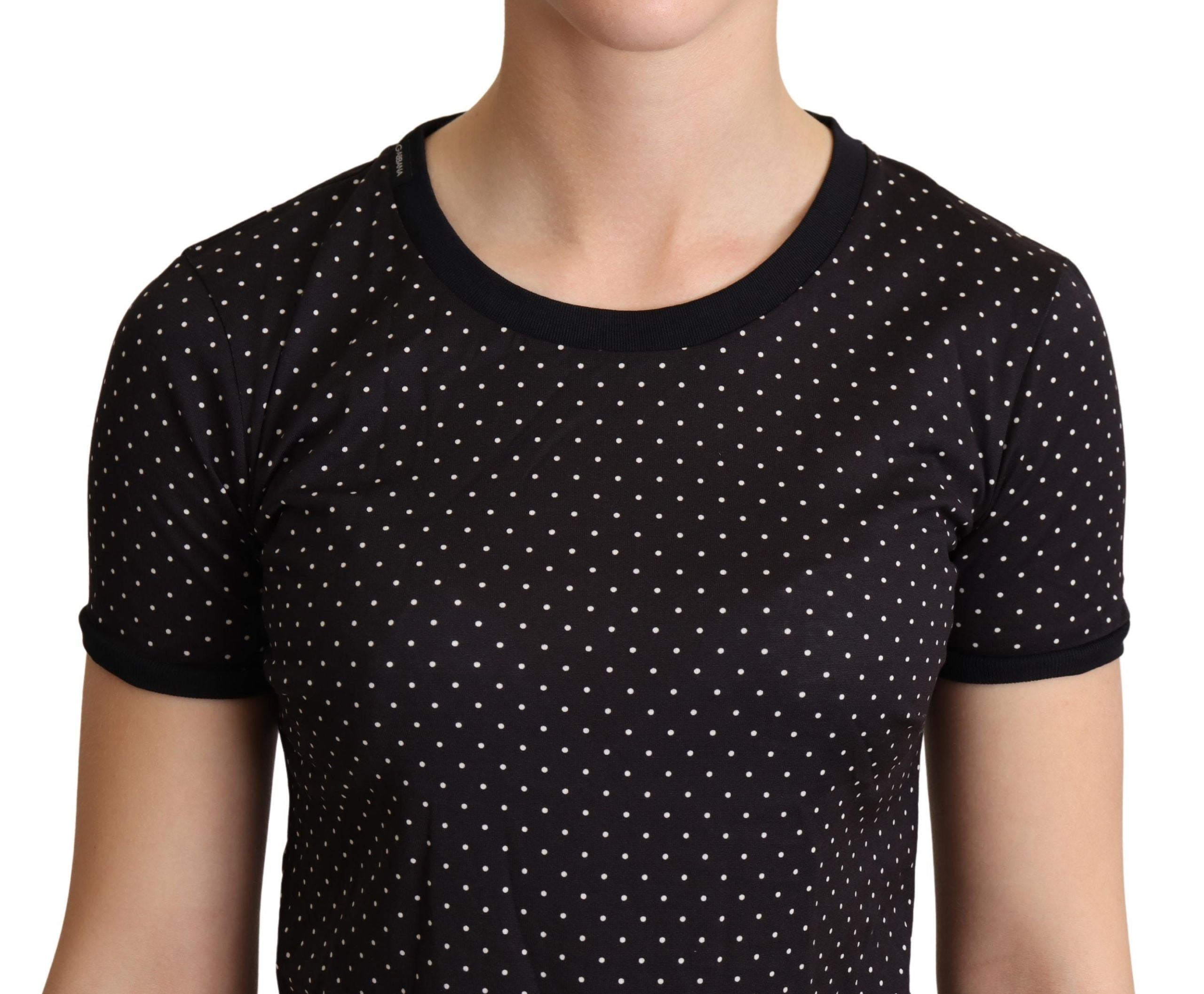 Dolce & Gabbana Polka Dotted Black Short Sleeve Crewneck Women's Top8