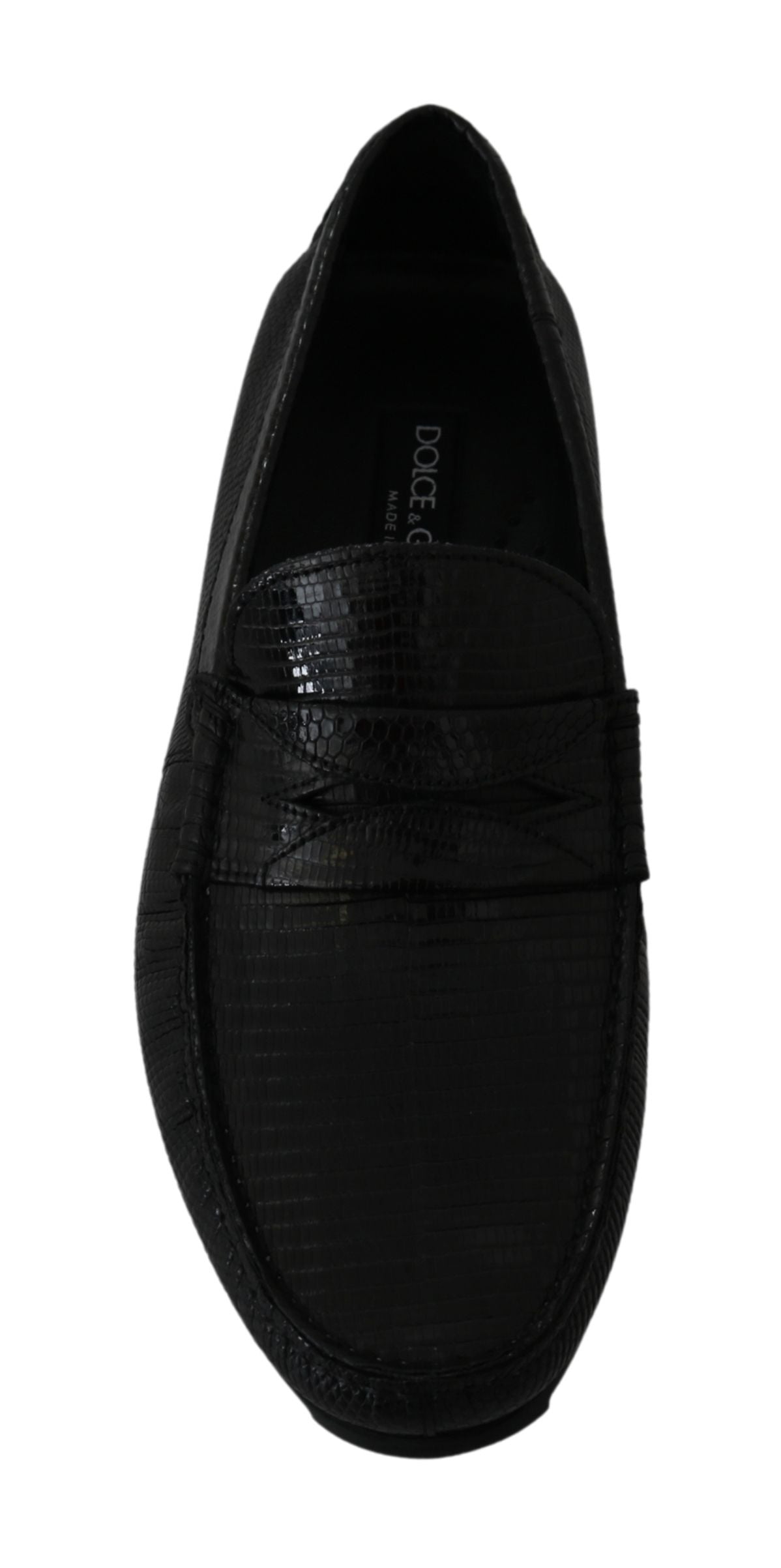 Dolce & Gabbana Exquisite Black Lizard Leather Men's Loafers