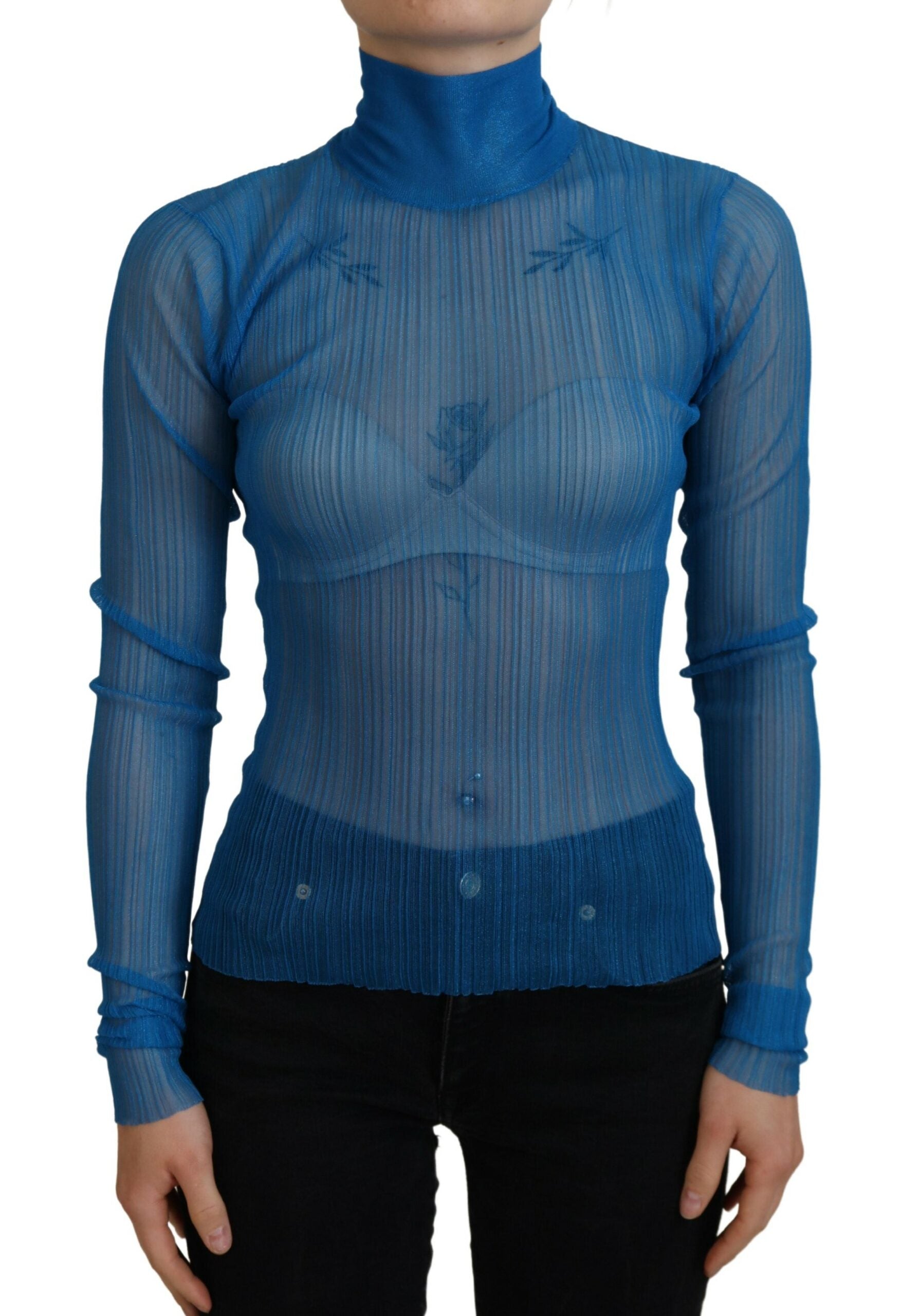 Dolce & Gabbana Elegant Blue Mesh Blouse Women's Top