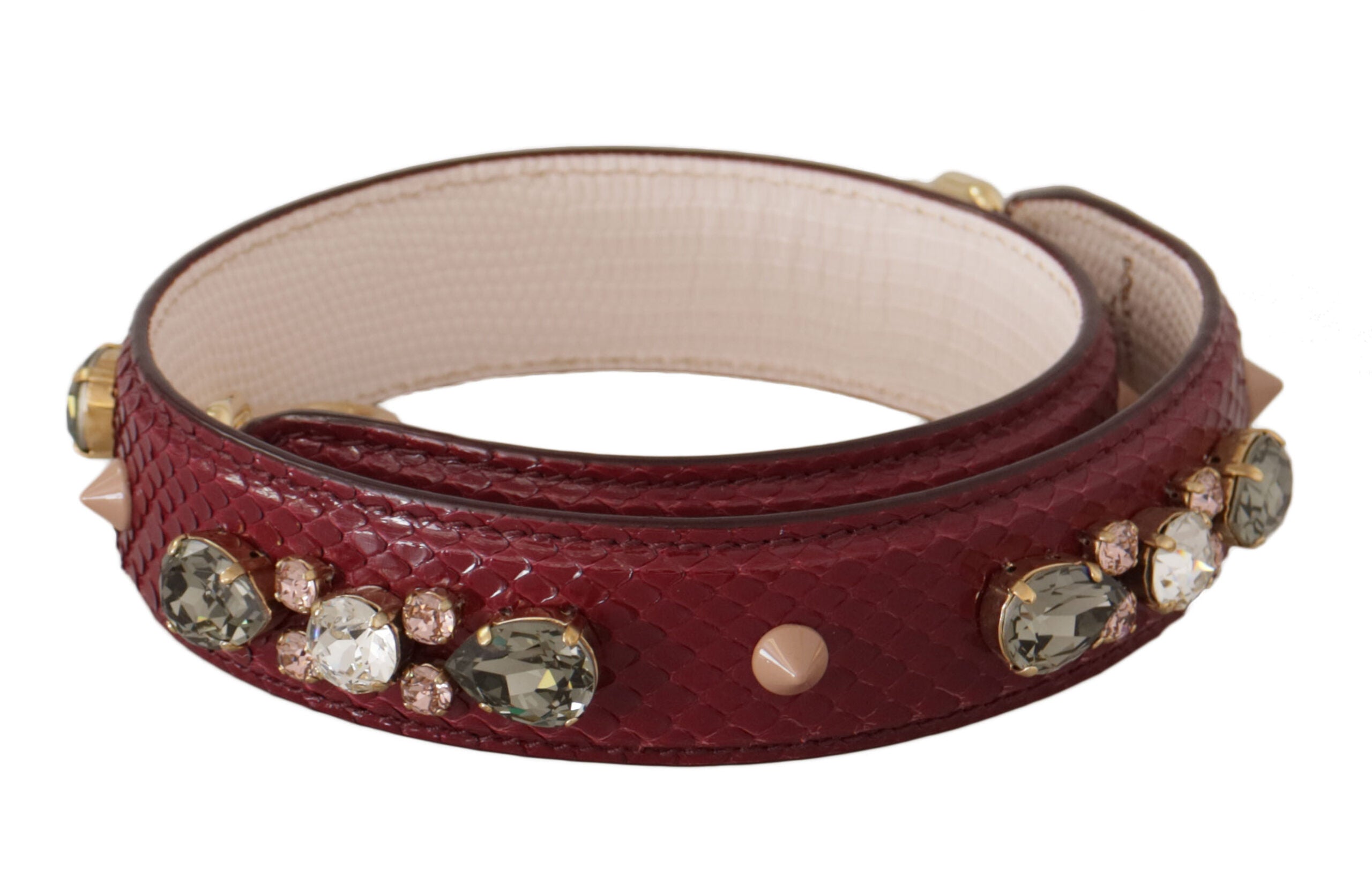 Dolce & Gabbana Elegant Python Leather Bag Strap in Women's Bordeaux