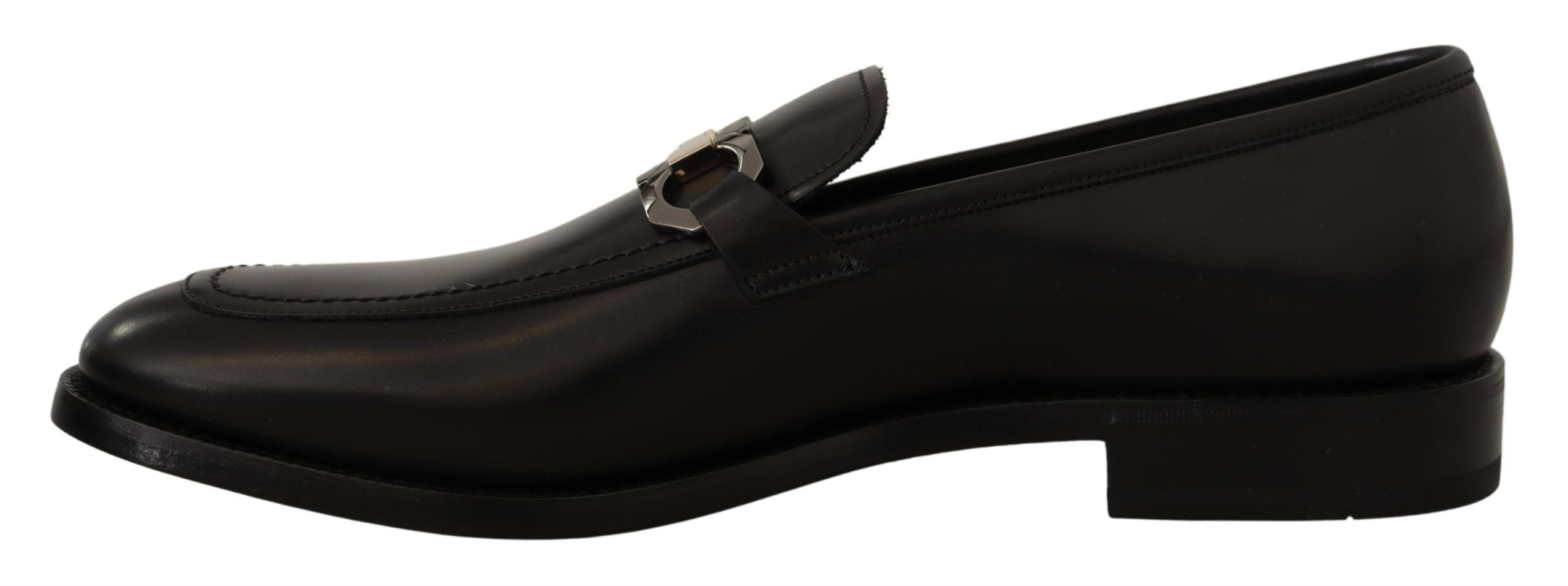 Salvatore Ferragamo Suave Black Leather Gancio Bit Men's Loafers