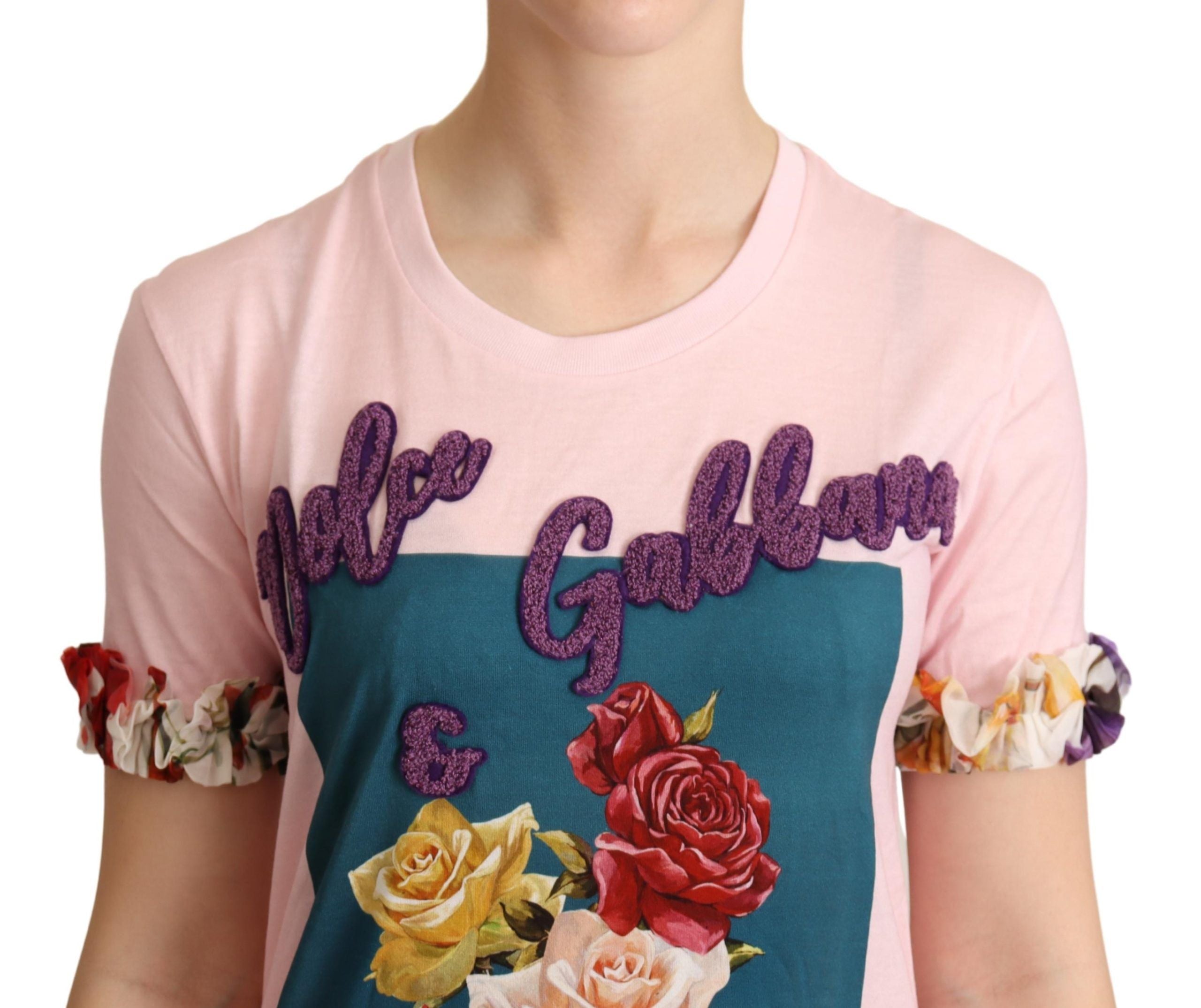 Dolce & Gabbana Elegant Floral Rose Applique Women's T-Shirt8