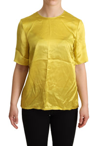 Dolce & Gabbana Elegant Silk Short Sleeve Blouse Top - Women's Yellow1