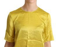 Dolce & Gabbana Elegant Silk Short Sleeve Blouse Top - Women's Yellow8