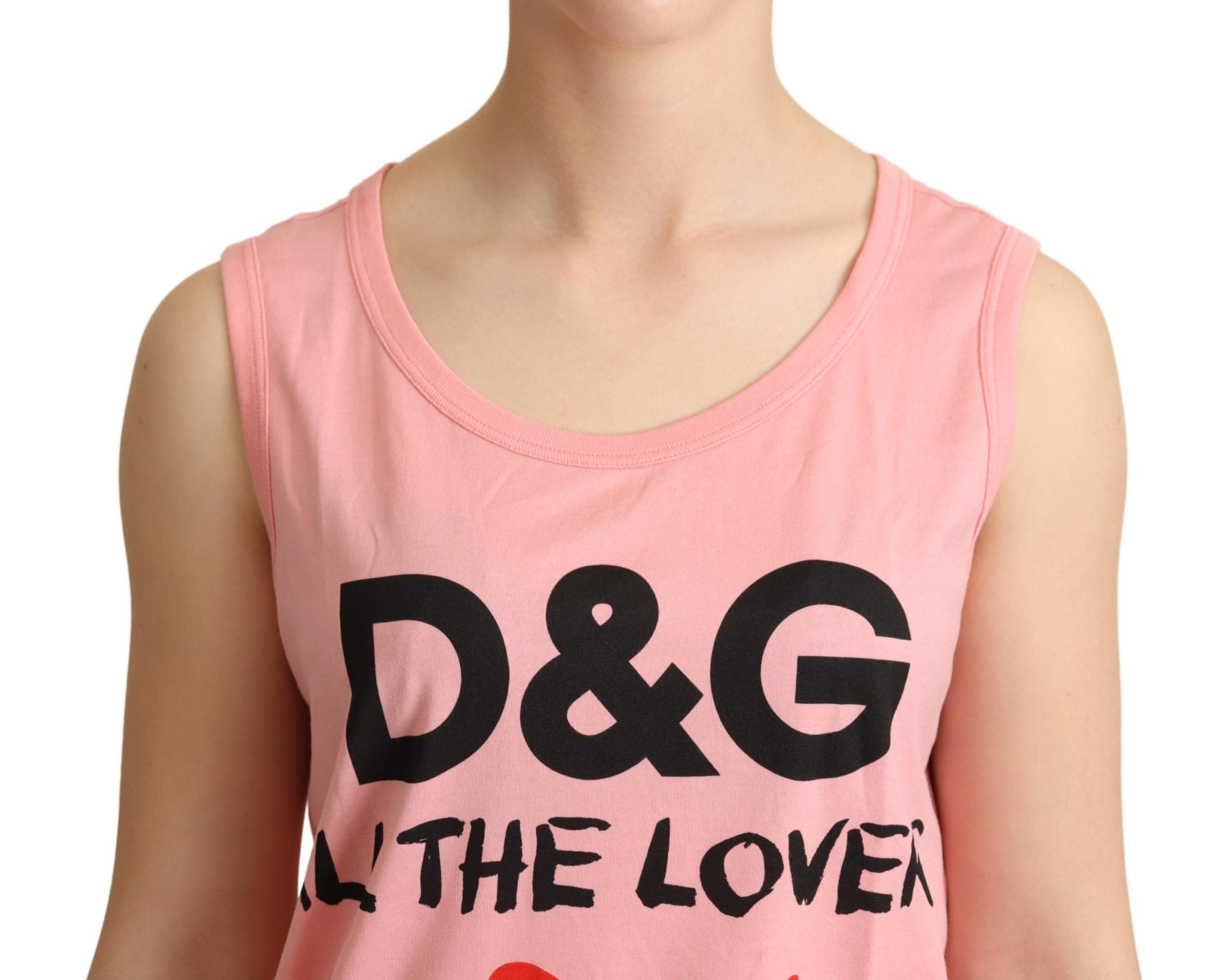 Dolce & Gabbana Chic Pink Motive Print Crewneck Women's Tee8