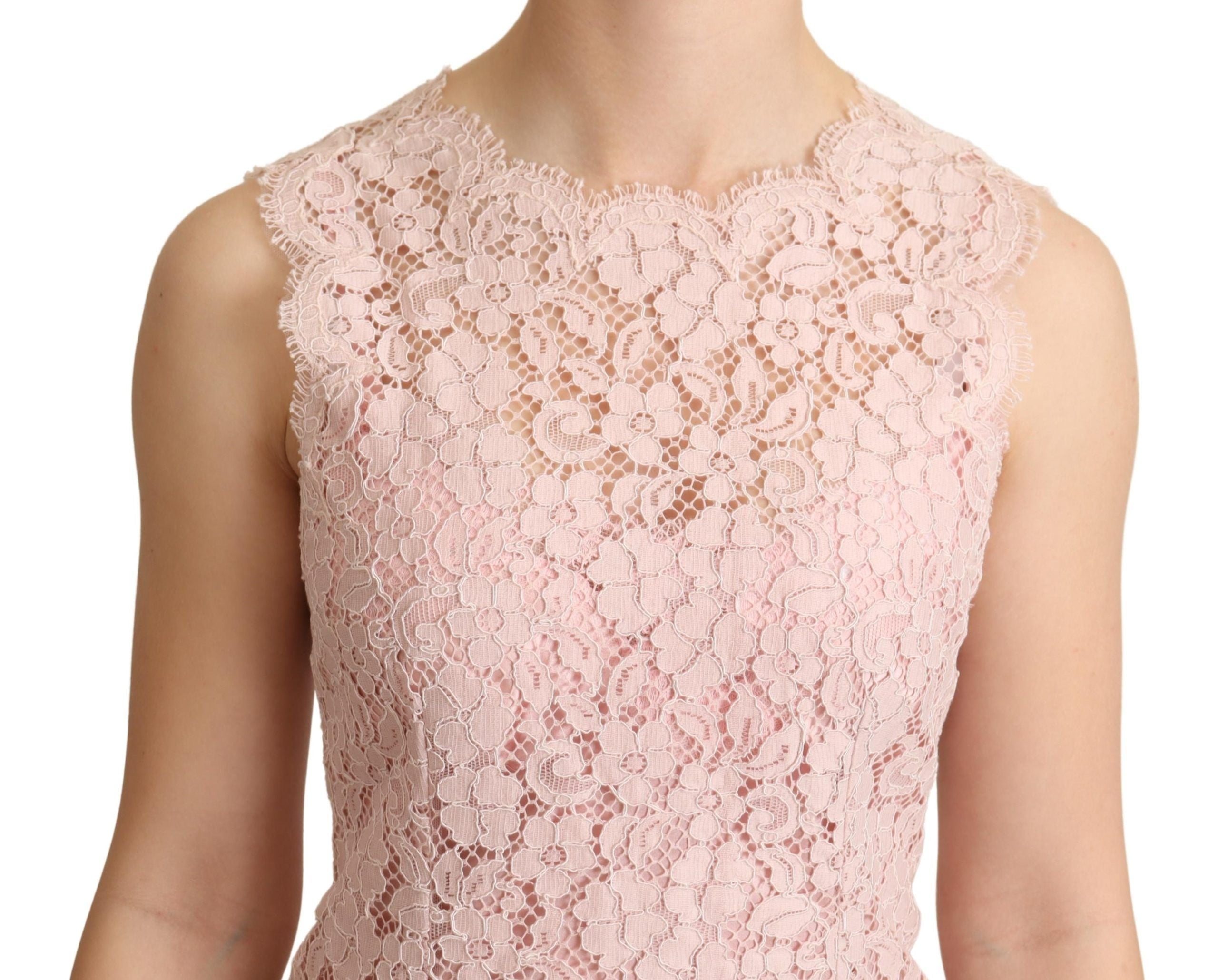 Dolce & Gabbana Elegant Pink Lace Sleeveless Women's Blouse