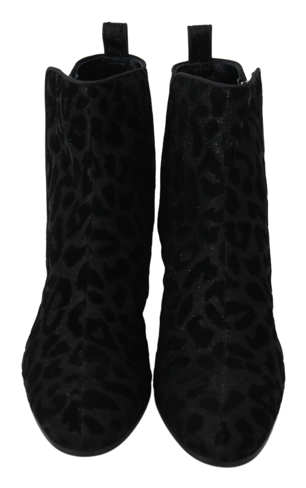 Dolce & Gabbana Black Leopard Short Boots Zipper Women's Shoes7