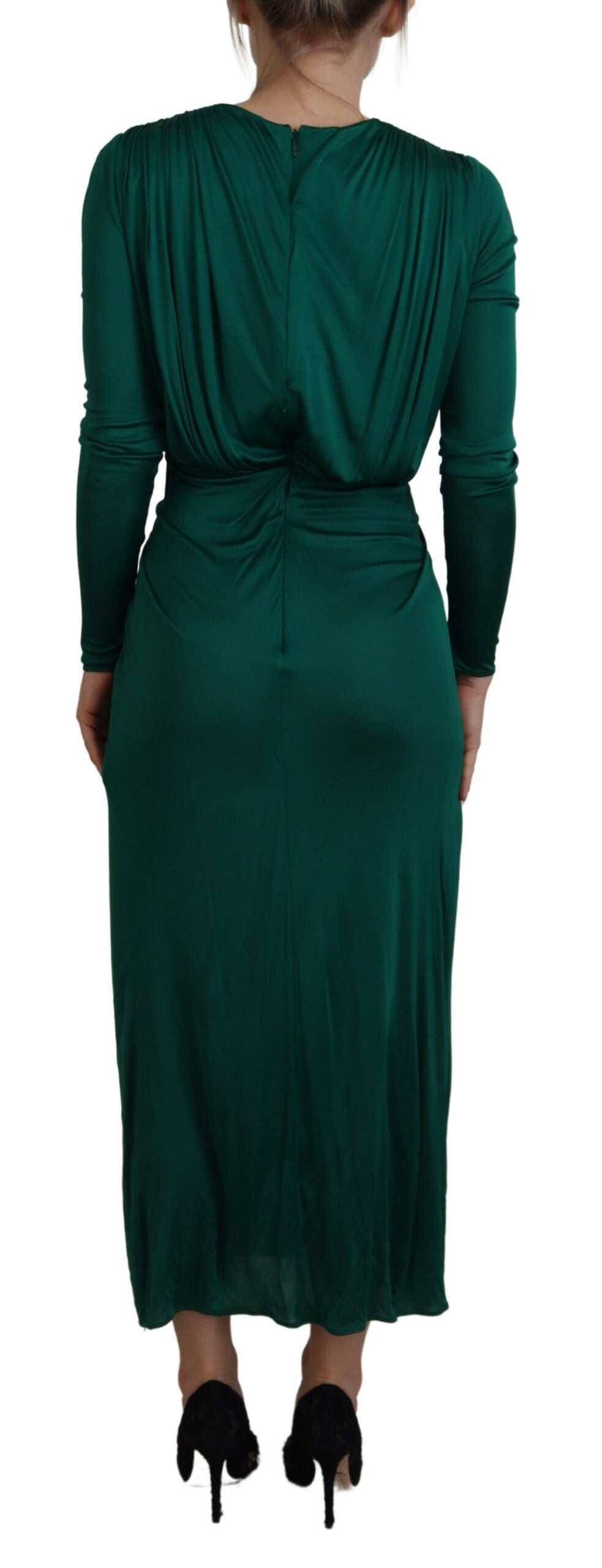 Dolce & Gabbana Emerald Elegance Bodycon Midi Women's Dress