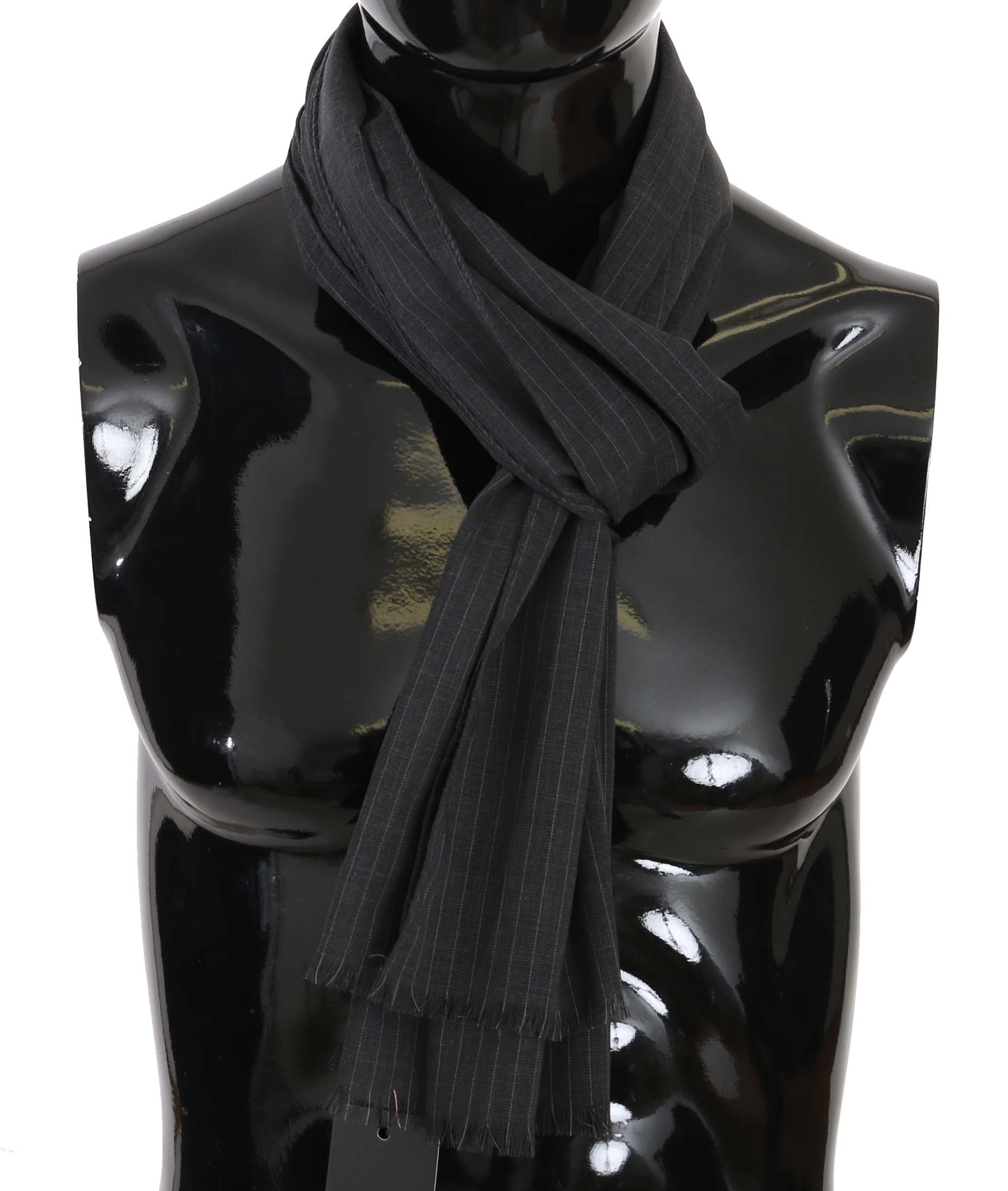 Dolce & Gabbana Elegant Gray Striped Wool Men's Men's Scarf