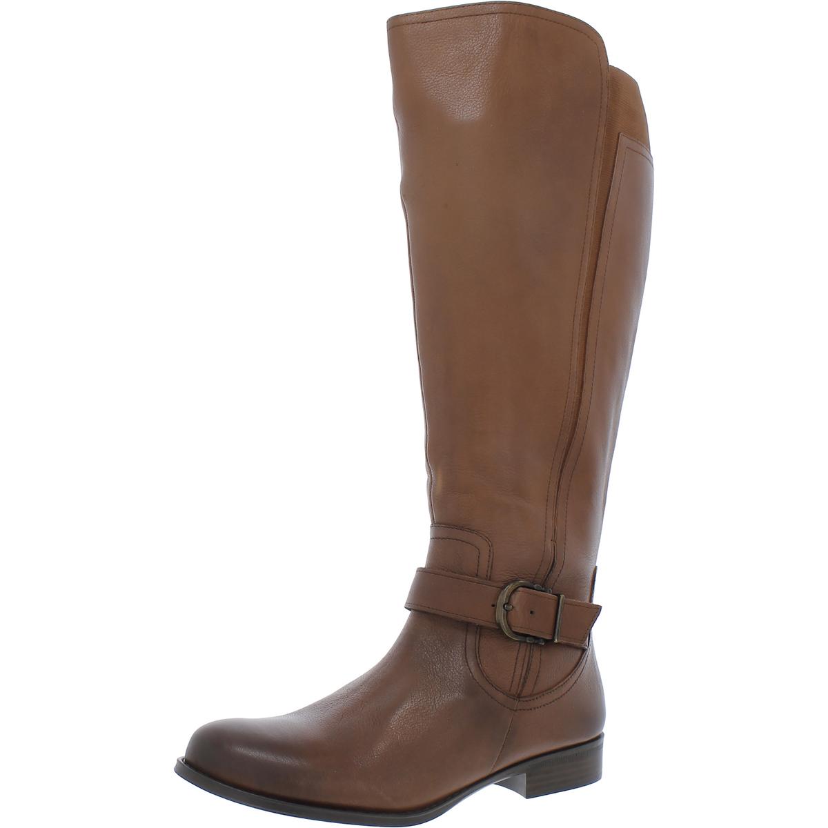 Jayden Womens Leather Wide Calf Knee-High Boots