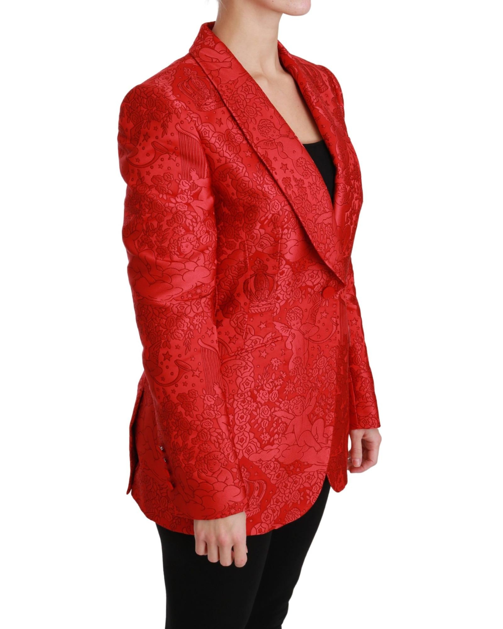 Dolce & Gabbana  Women's Red Floral Silk Blazer