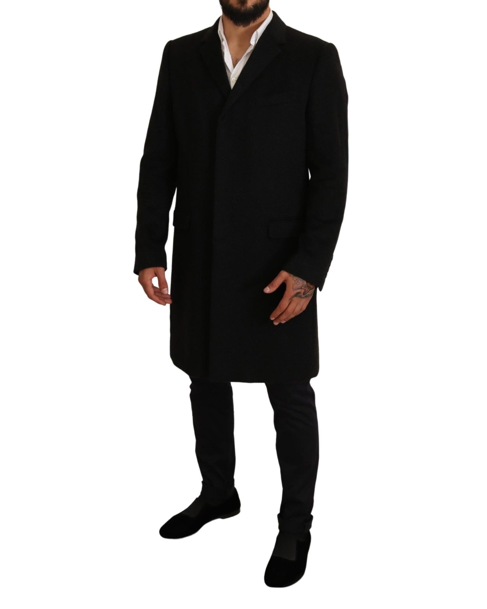 Dolce & Gabbana  Men's Black Wool Overcoat