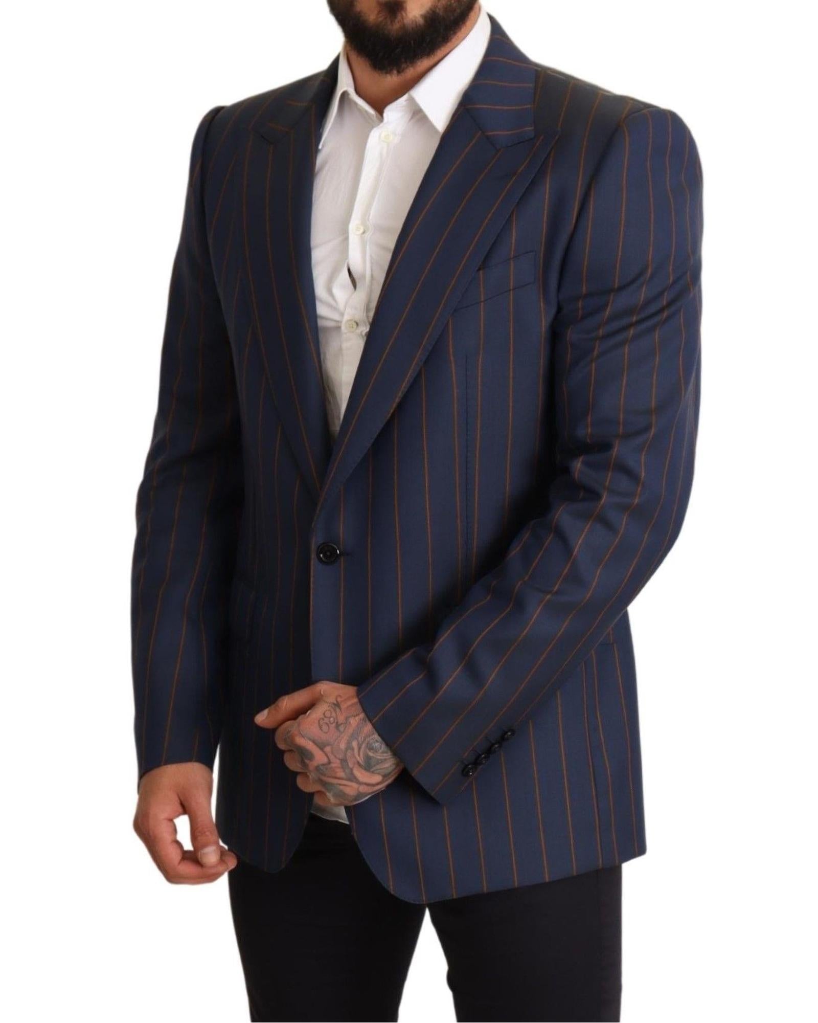 Dolce & Gabbana  Men's Blue Striped Wool Blazer