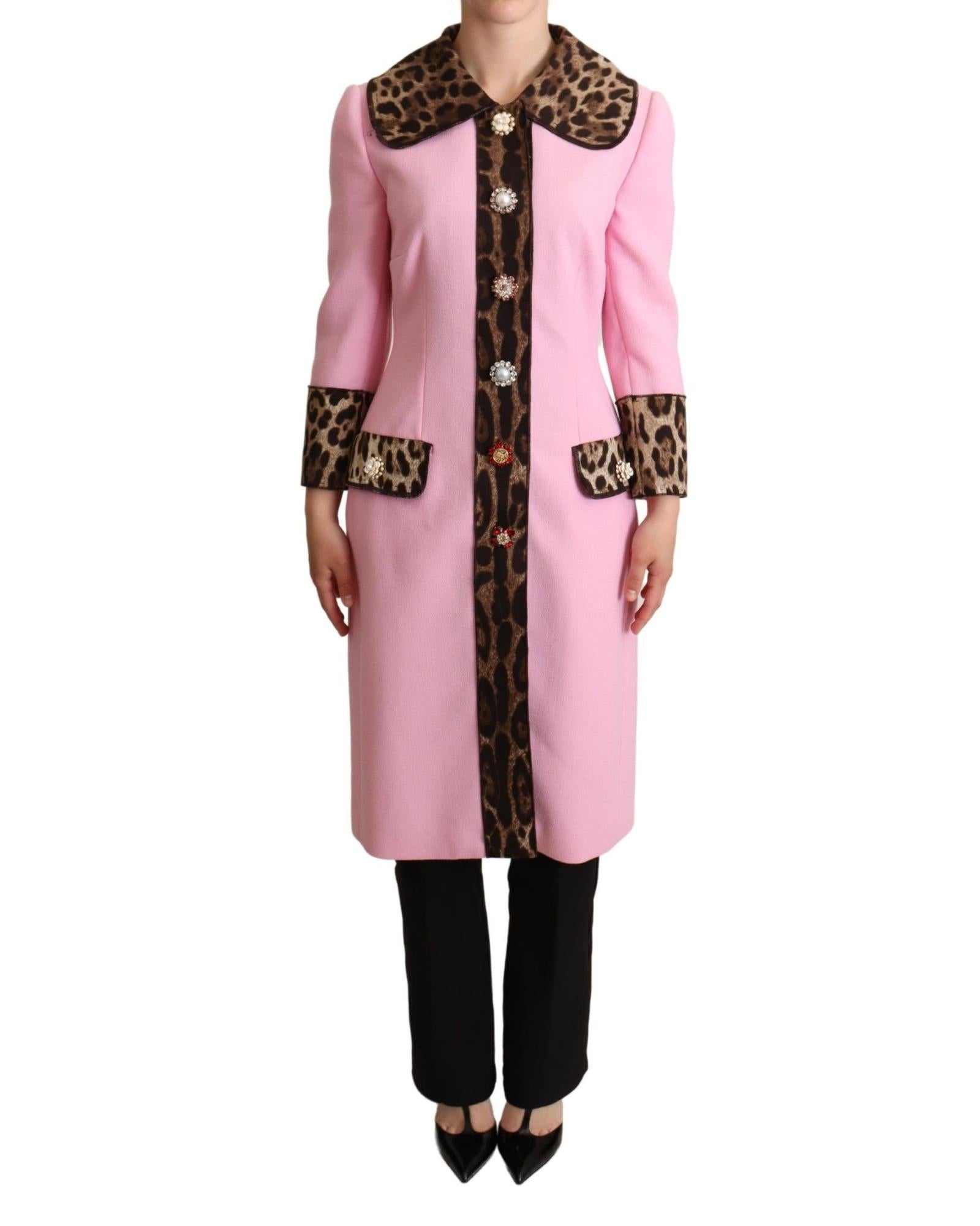 Dolce & Gabbana  Pink Leopard Trim Coat