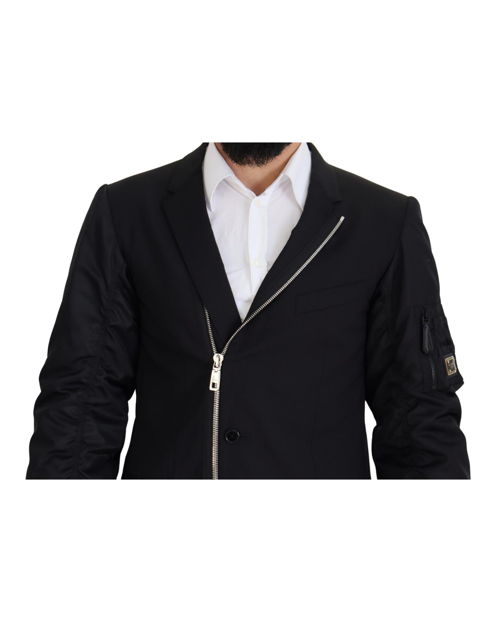 Dolce & Gabbana  Men's Asymmetric Zip Blazer Black