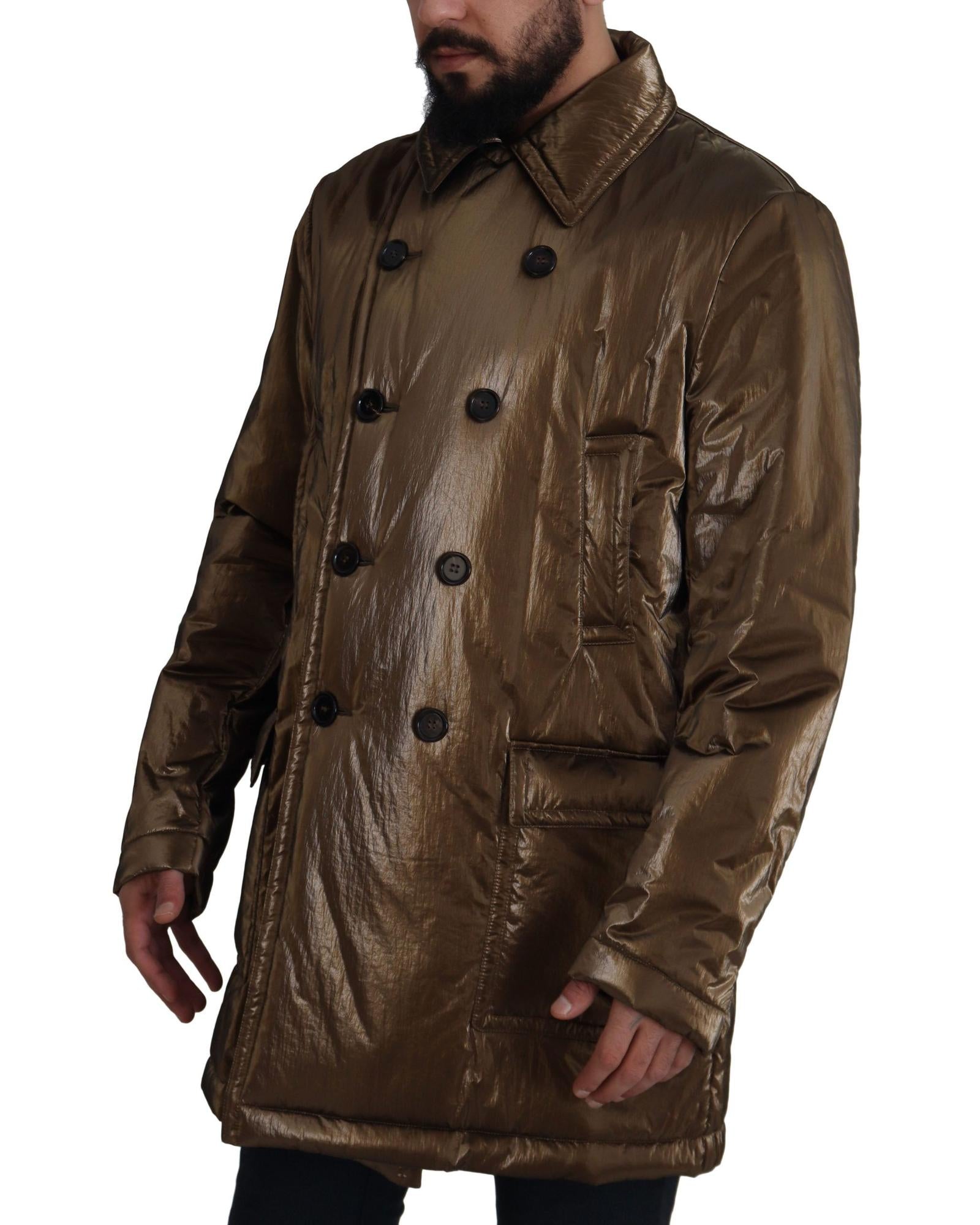 Dolce & Gabbana  Men's Double Breasted Down Jacket in Bronze