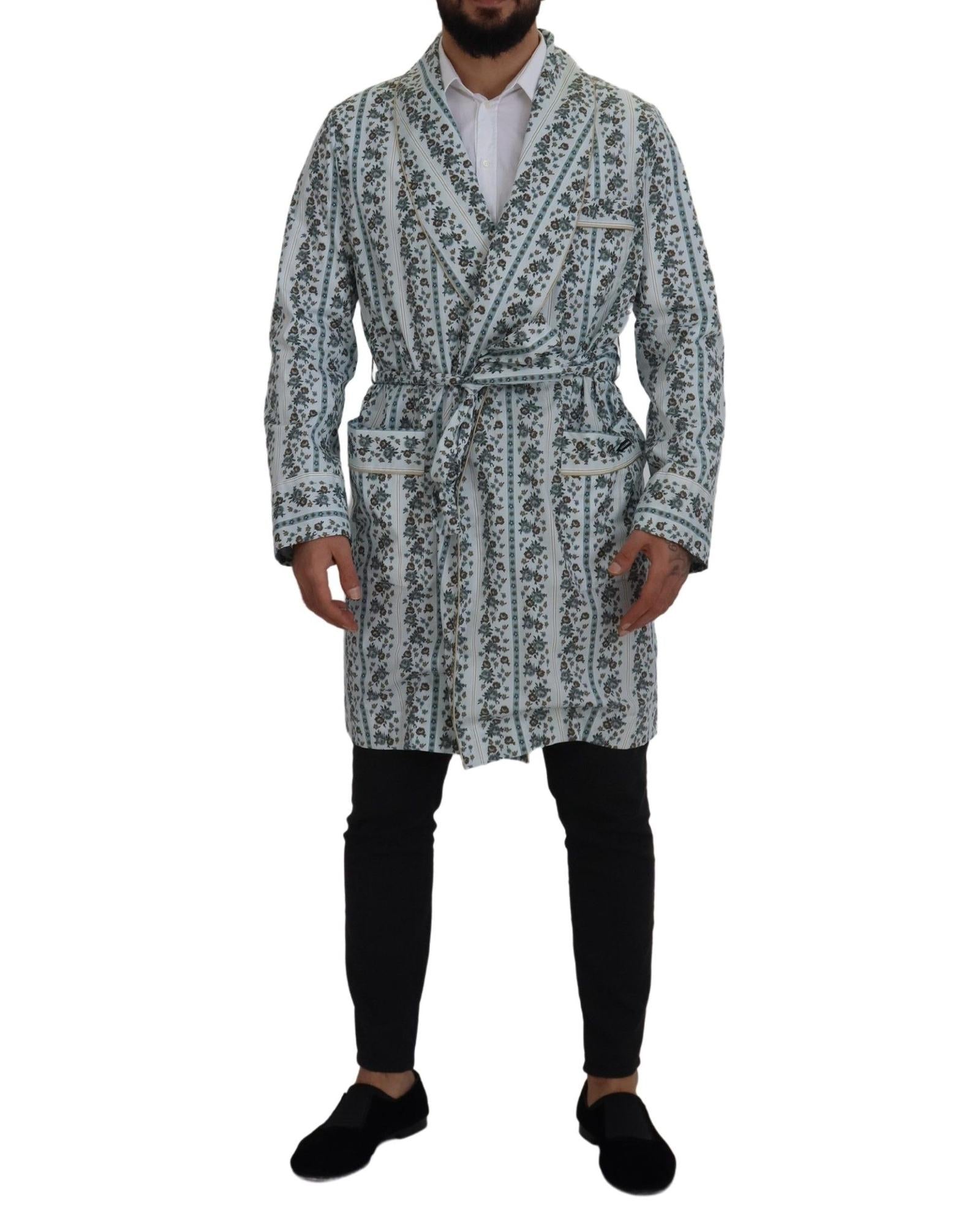 Dolce & Gabbana  Men's Floral Print Silk Robe