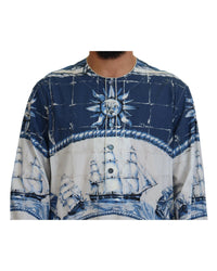 Dolce & Gabbana Blue Majolica Cotton Cape Thobe13