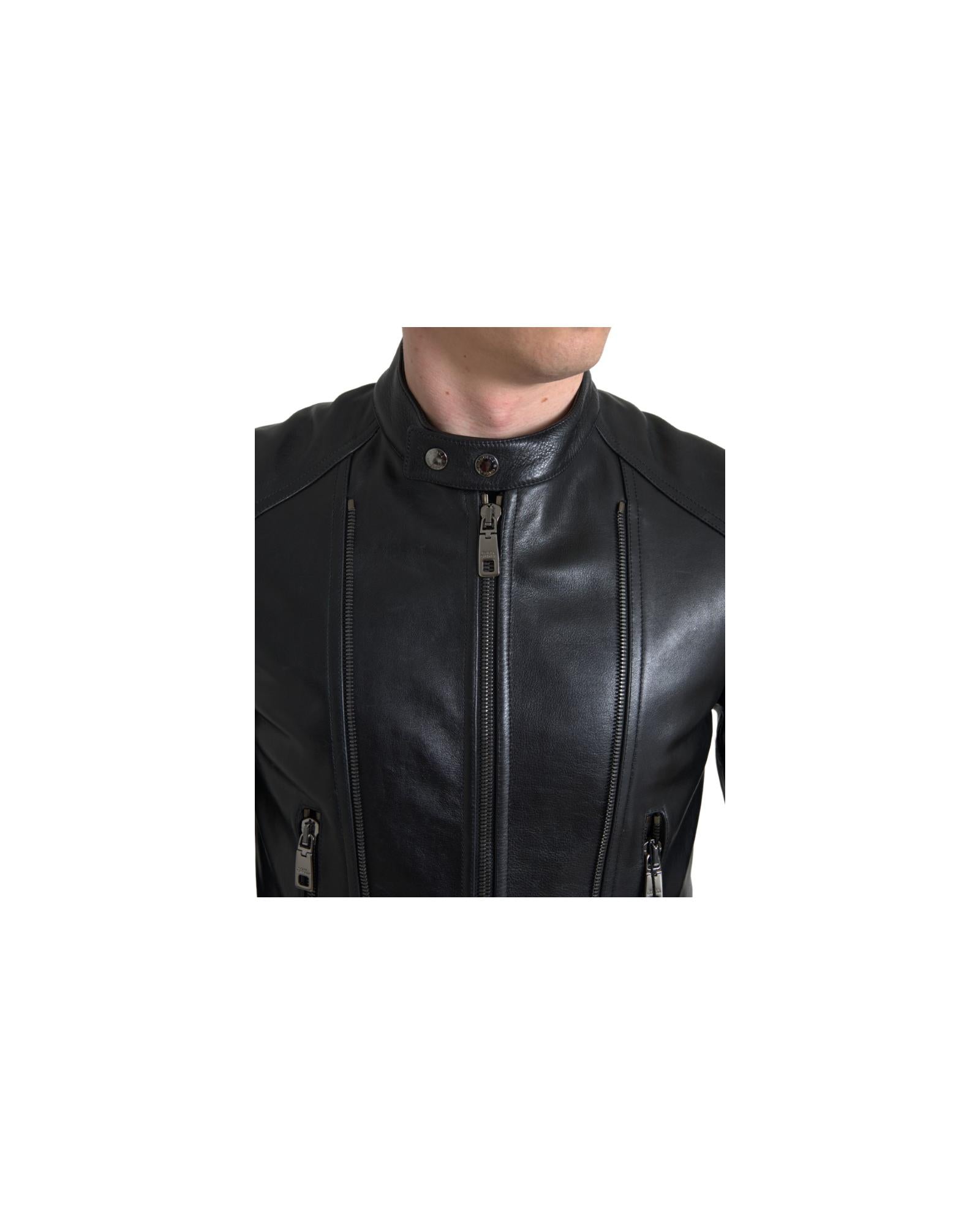 Dolce & Gabbana  Men's Black Leather Biker Jacket