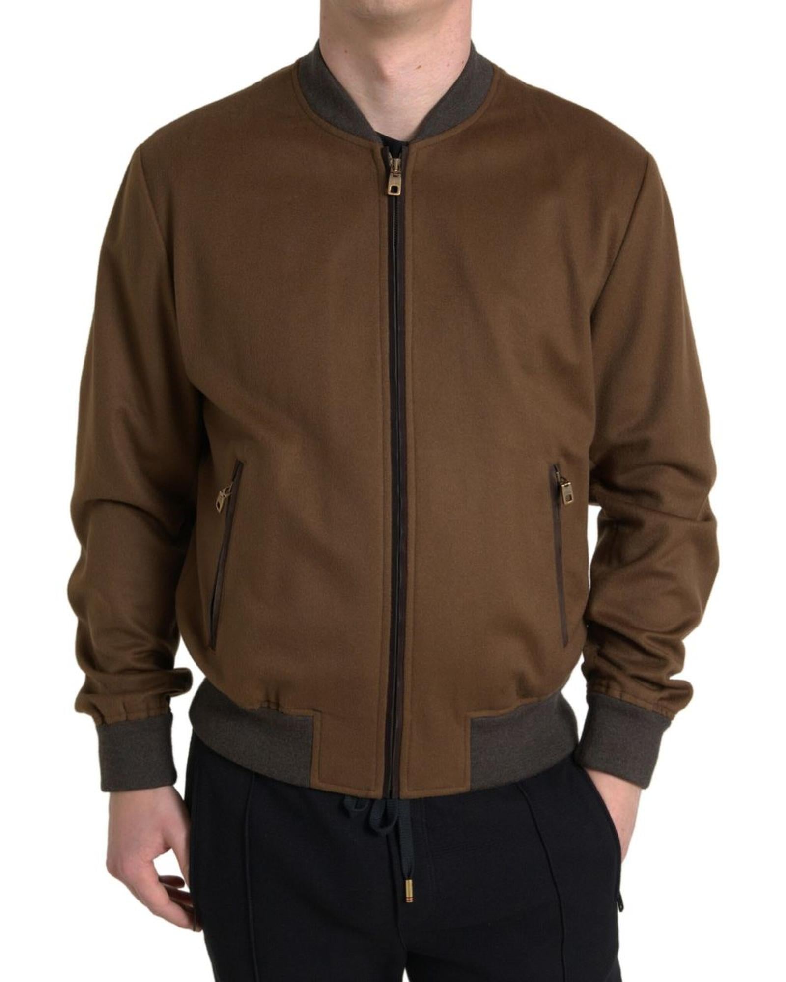 Dolce & Gabbana  Men's Brown Wool Bomber Jacket