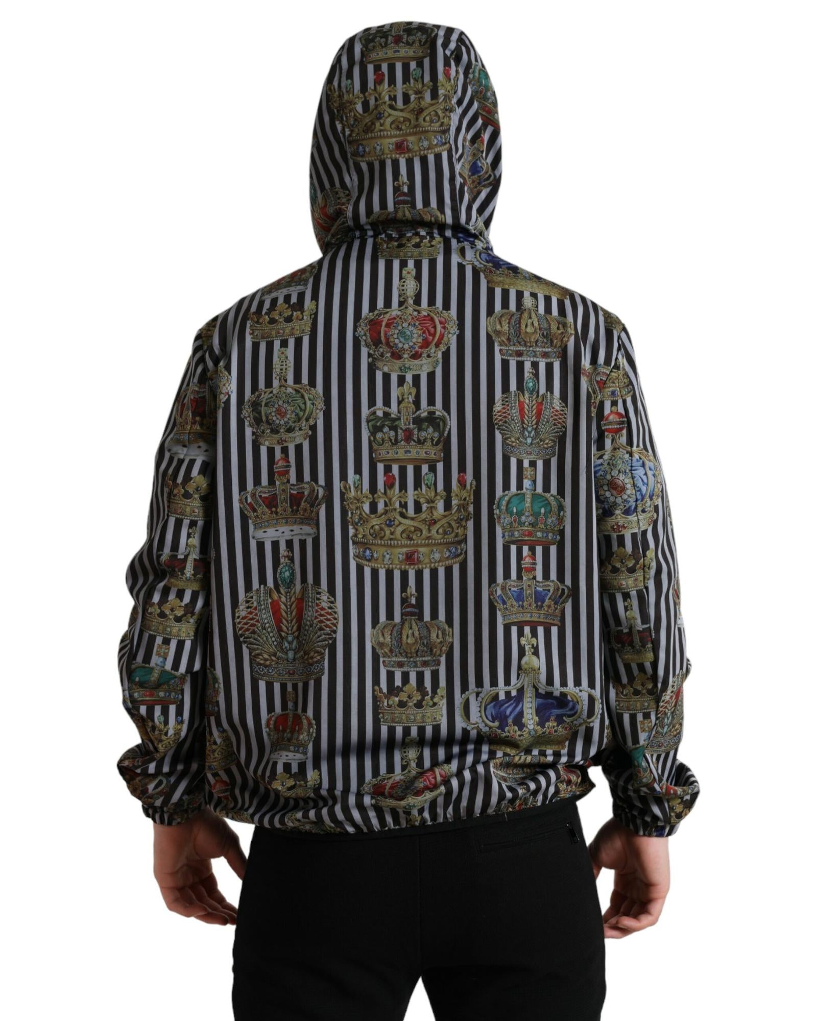 Dolce & Gabbana  Men's Crown Print Hooded Jacket - Black