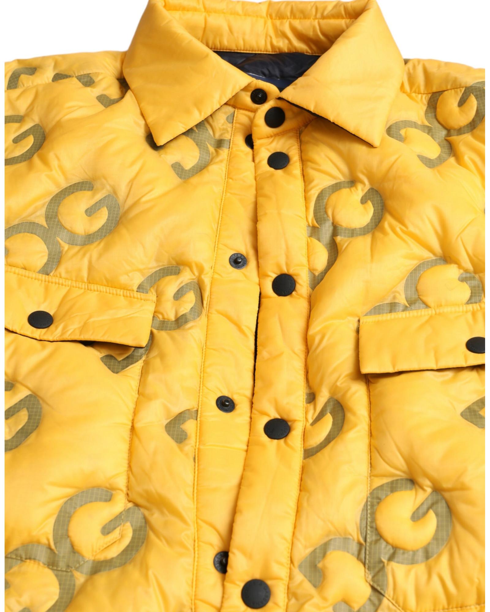 Dolce & Gabbana  Men's DG All Over Logo Padded Jacket - Yellow