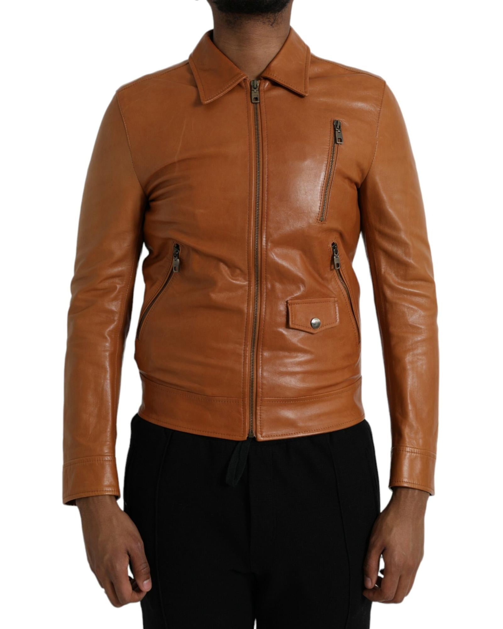 Dolce & Gabbana  Men's Brown Leather Jacket