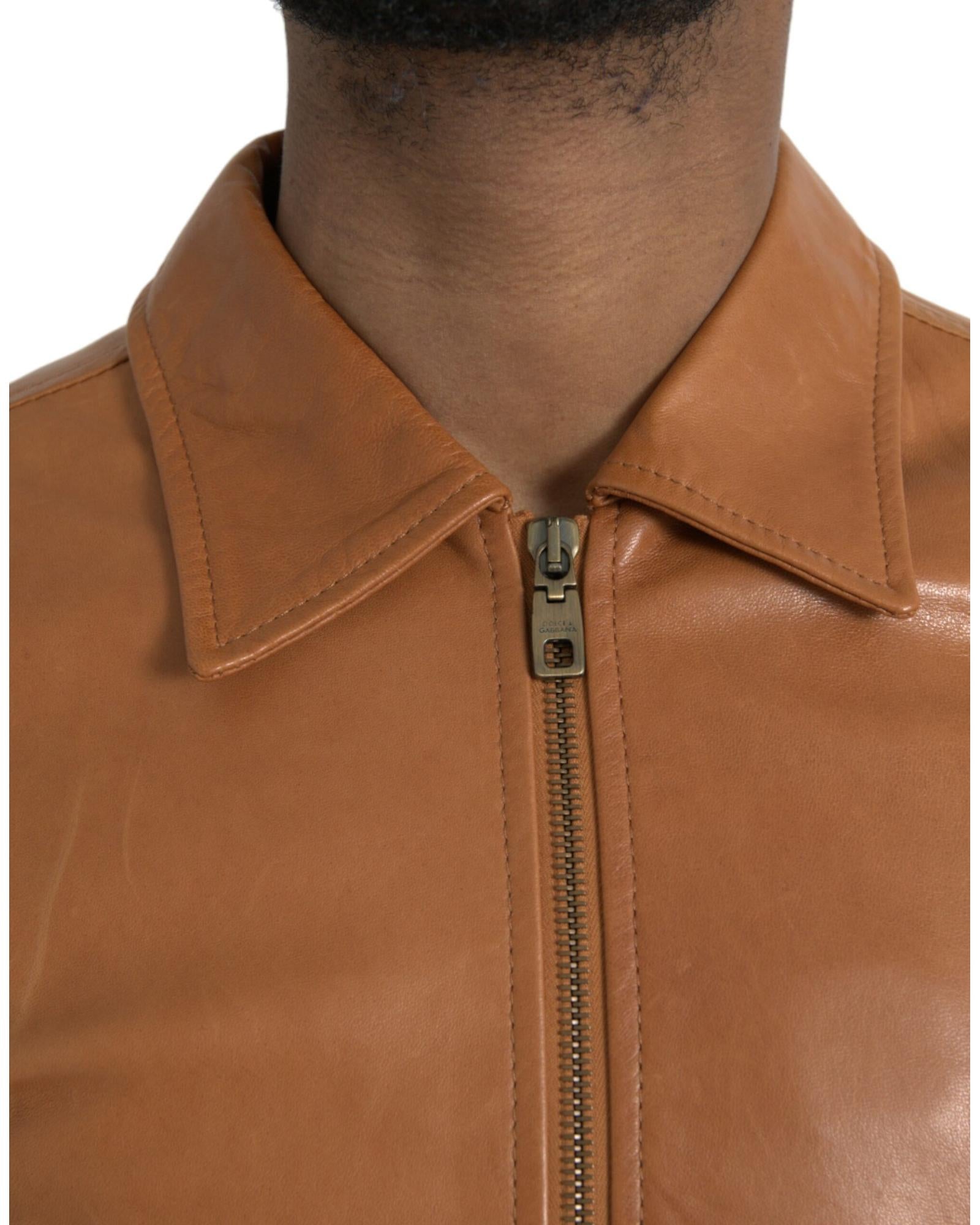 Dolce & Gabbana  Men's Brown Leather Jacket