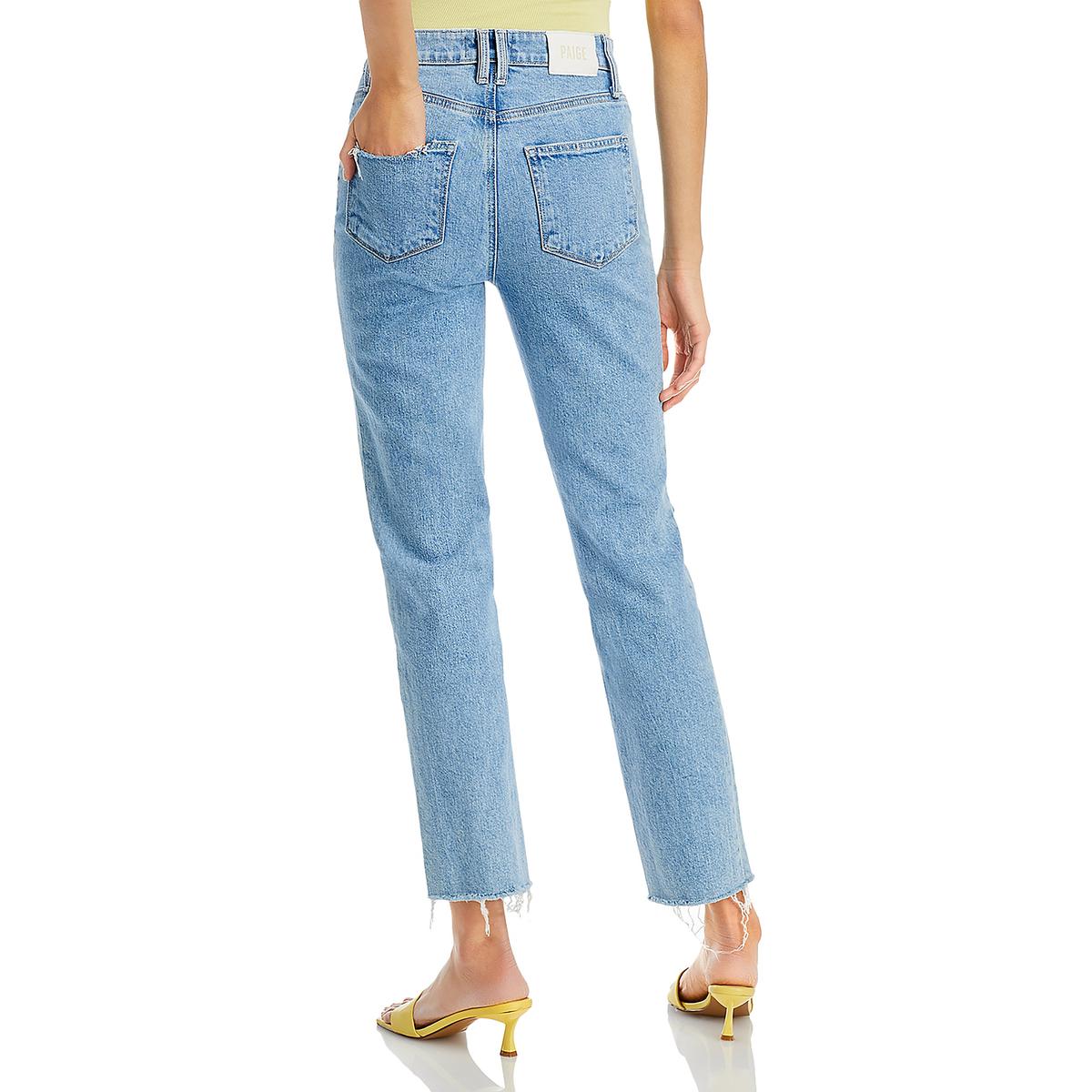 Stella Womens Distressed Released Hem Straight Leg Jeans