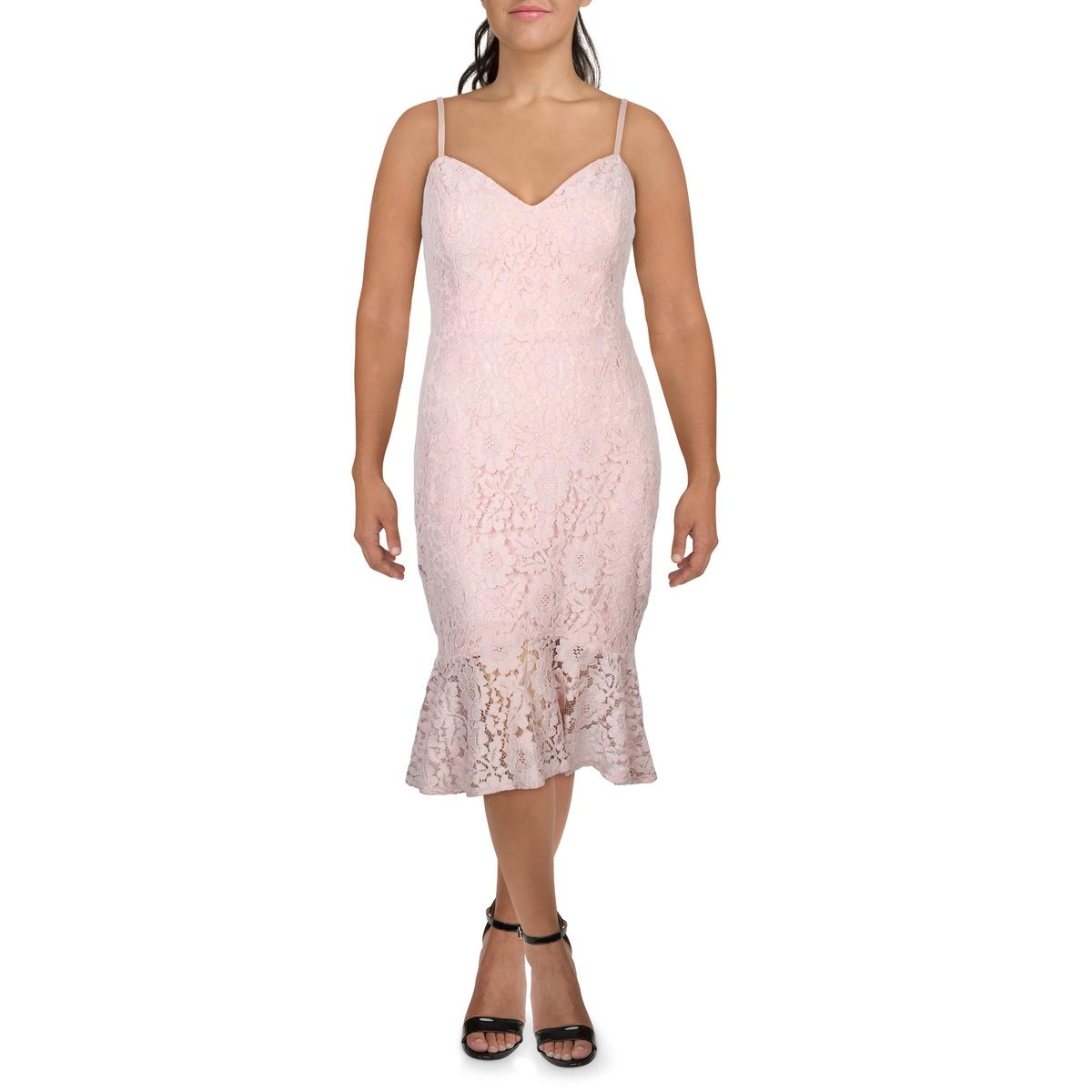 Womens Lace V-Neck Fit & Flare Dress