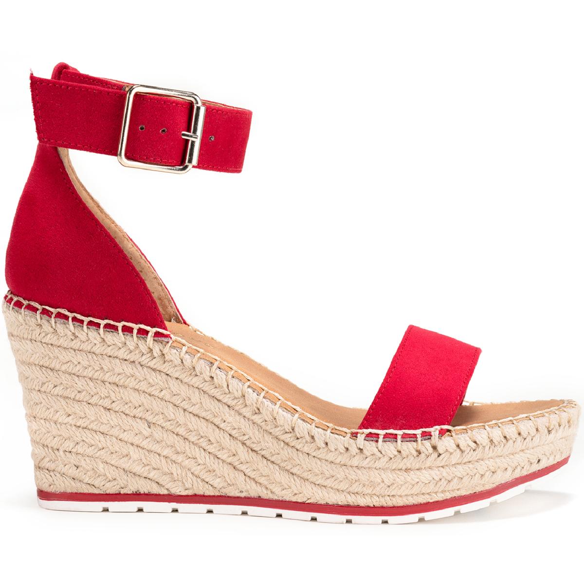 Sammi  Womens Covered Wedge Ankle Strap Espadrilles