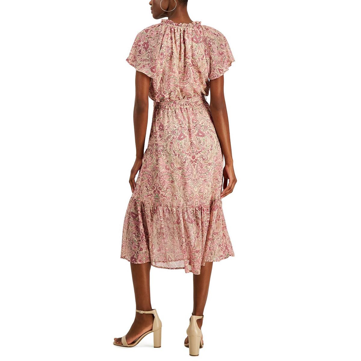 Womens Chiffon Paisley Midi Dress