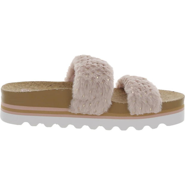 Vista Hi Cozy Womens Faux Fur Slip On Slide Sandals