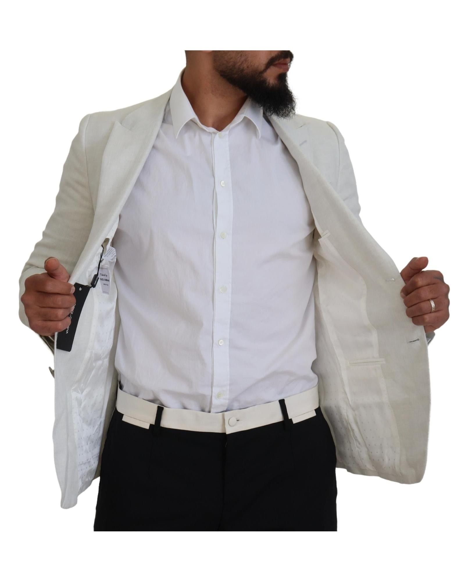 Dolce & Gabbana  Men's White Linen Blazer