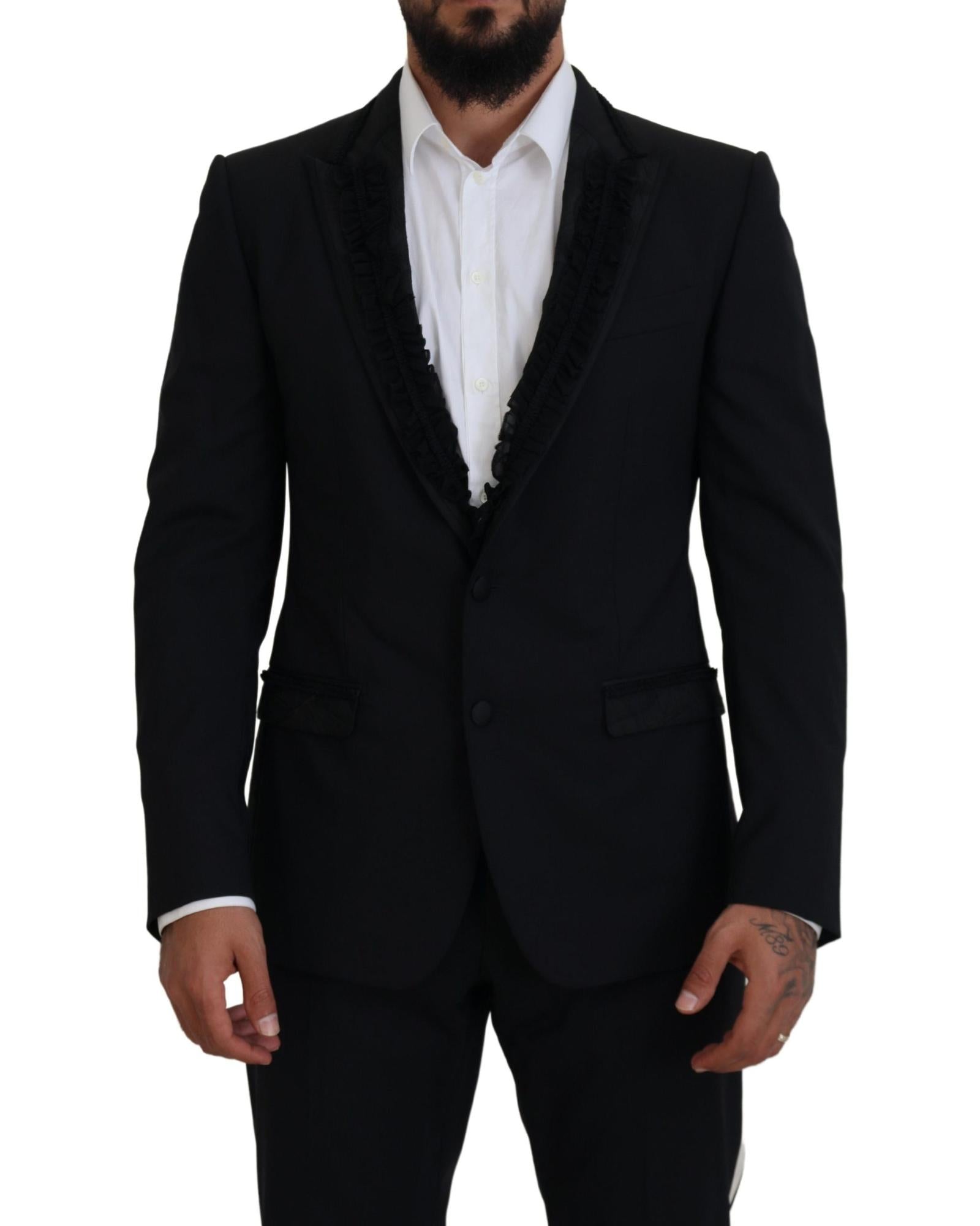 Dolce & Gabbana  Men's Black Silk Suit Classic Fit