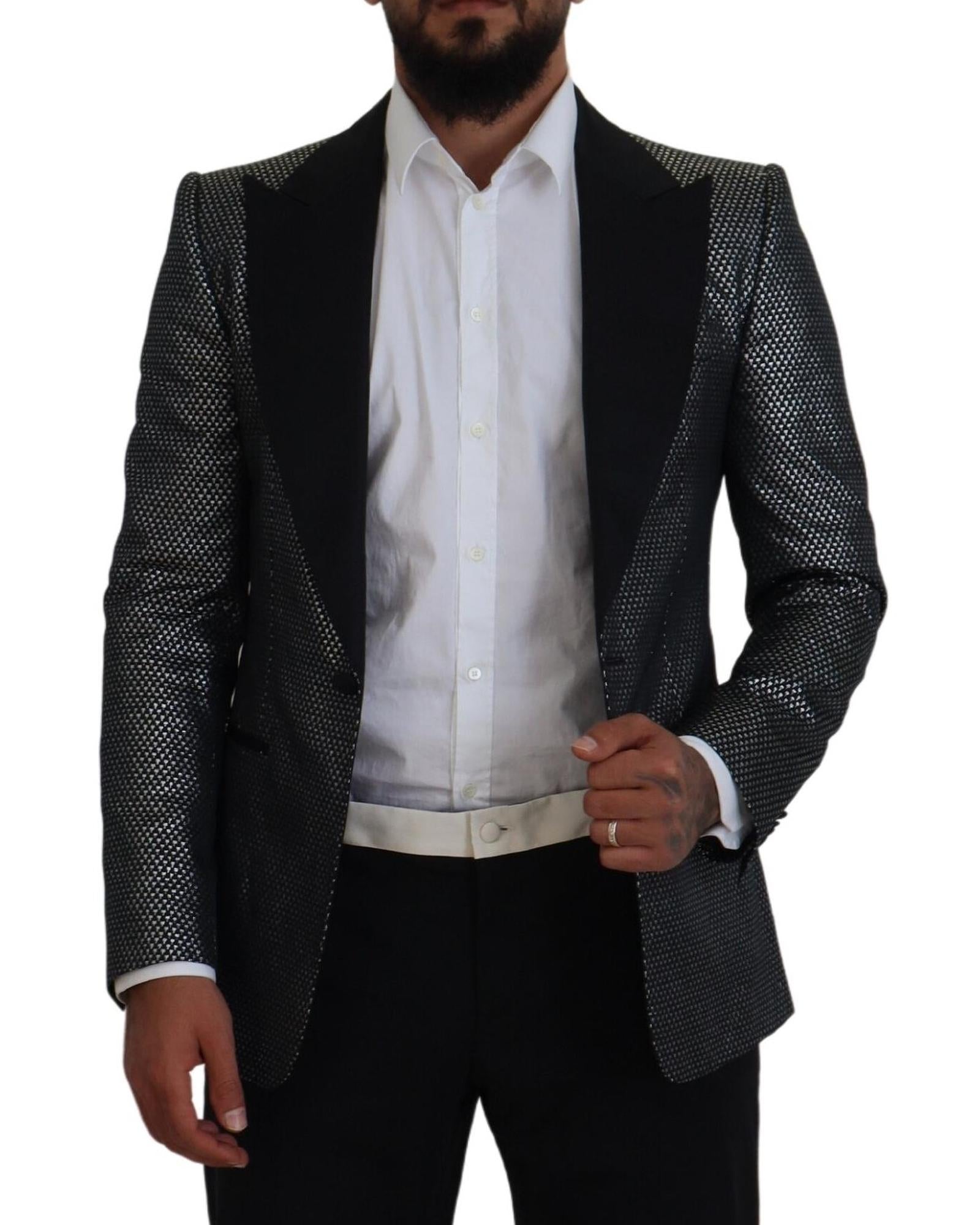 Dolce & Gabbana Silver Jacquard Slim Fit Jacket4