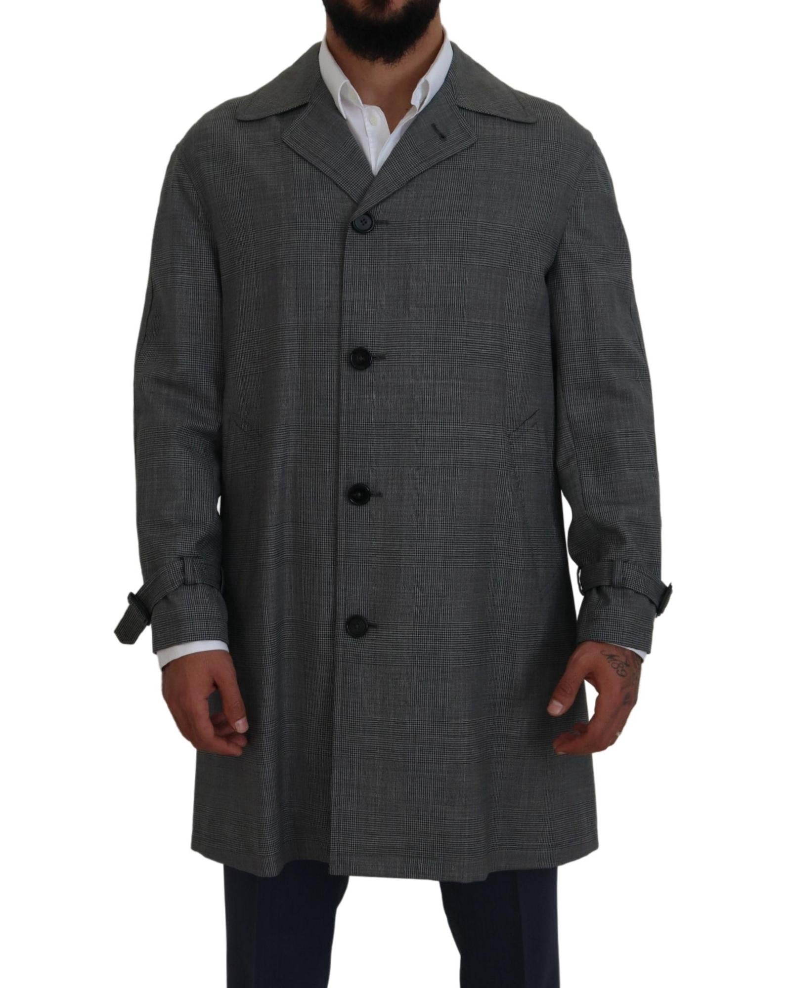 Dolce & Gabbana Plaid Wool Trench Coat8