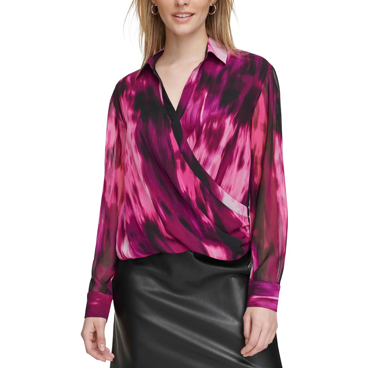 Womens Chiffon Printed Wrap Top