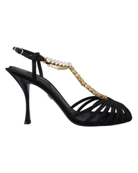 Dolce & Gabbana Crystal T-Strap Satin Sandal4