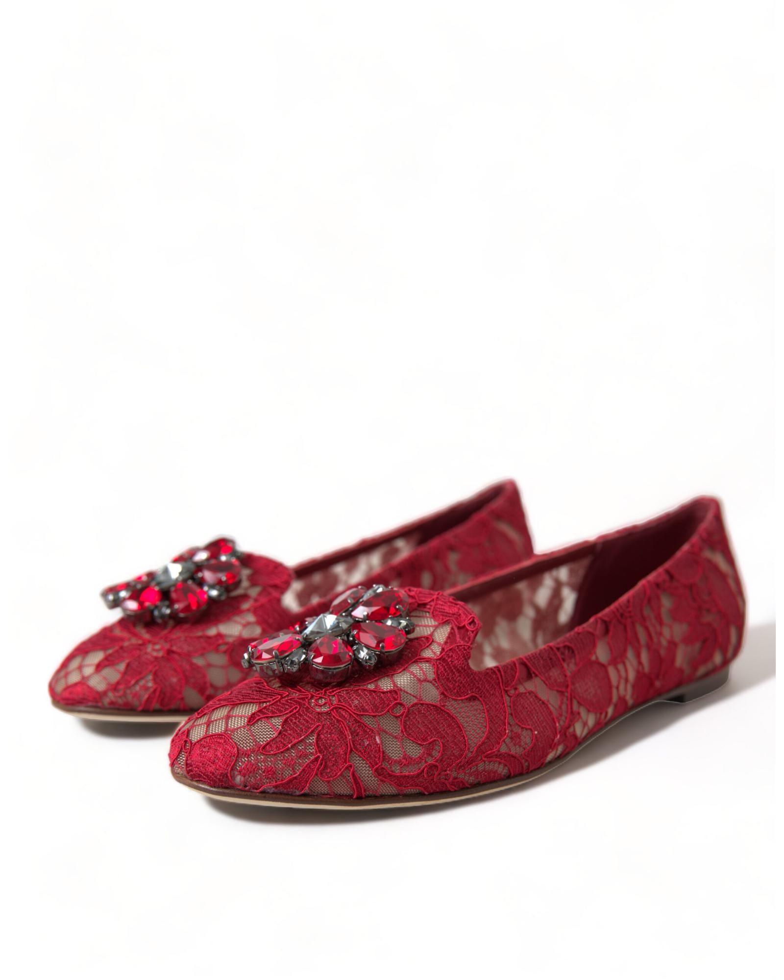 Dolce & Gabbana  Women's Lace Ballerina Flats with Jeweled Embellishment