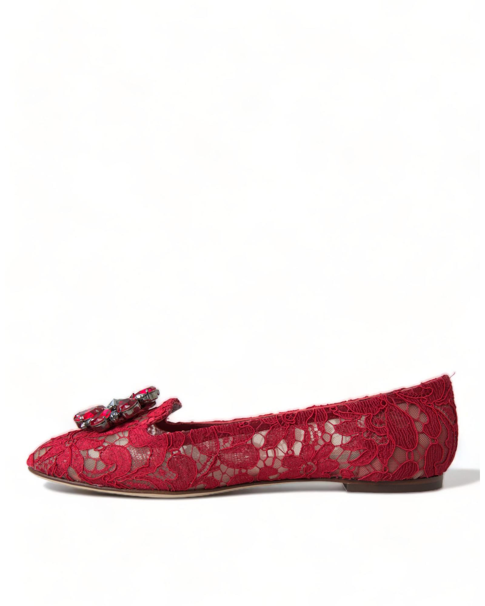 Dolce & Gabbana  Women's Lace Ballerina Flats with Jeweled Embellishment