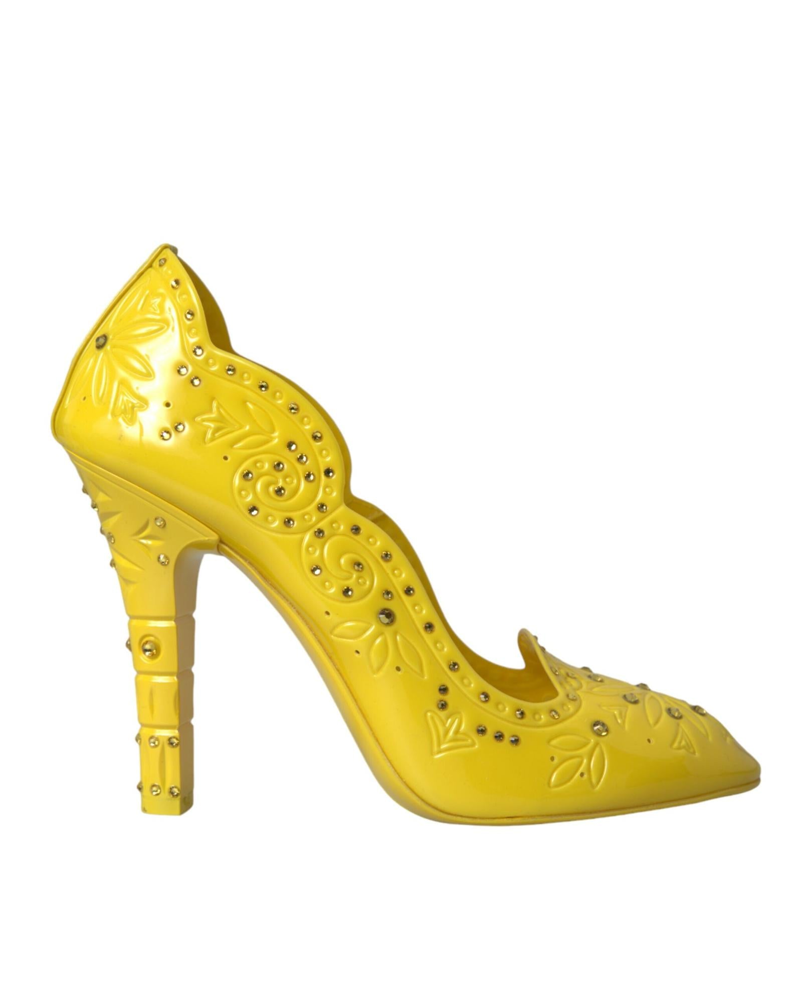 Dolce & Gabbana  Floral Embellished Pointed Toe Pumps Yellow